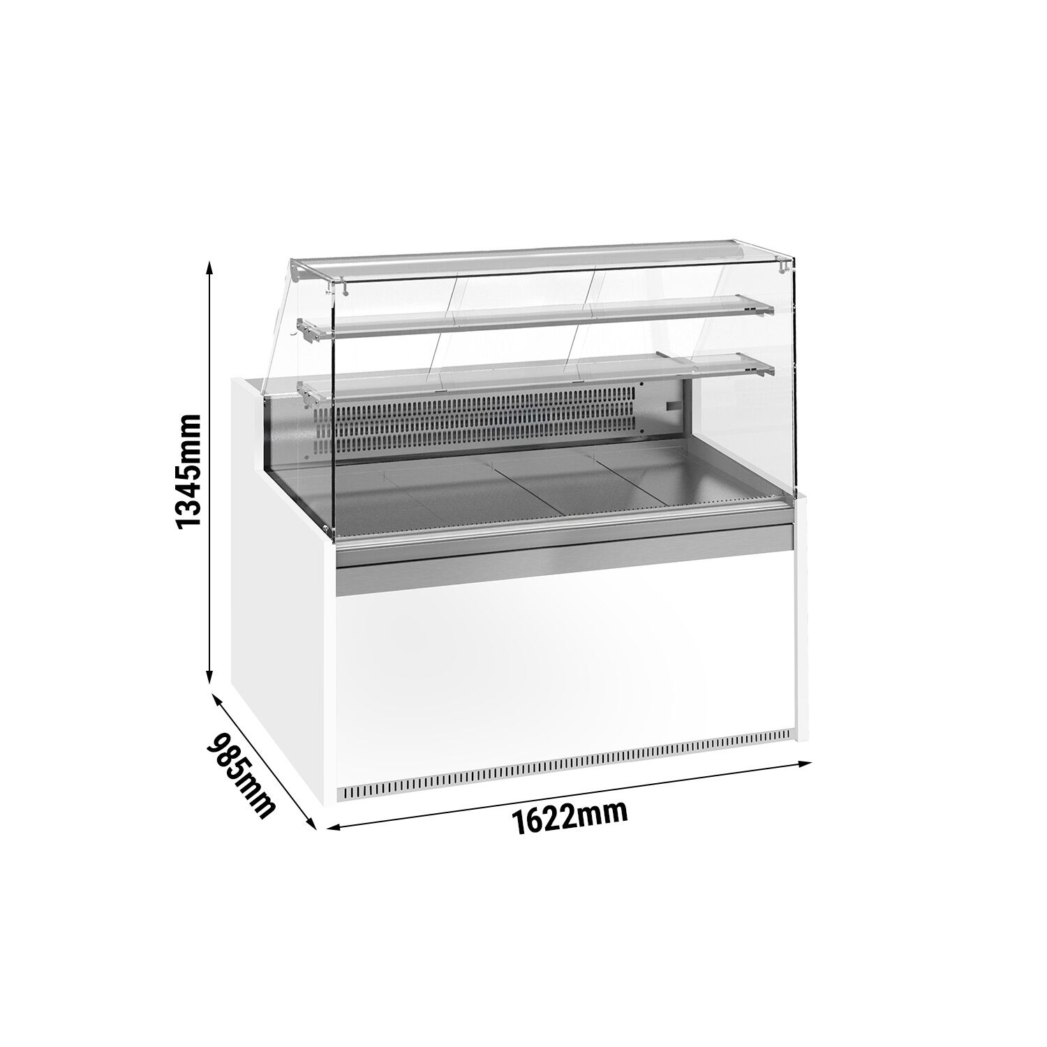 Comptoir vitrine réfrigérée - 1622x985mm - +4/+8°C - 2 portes - 2 étagères - Éclairage LED