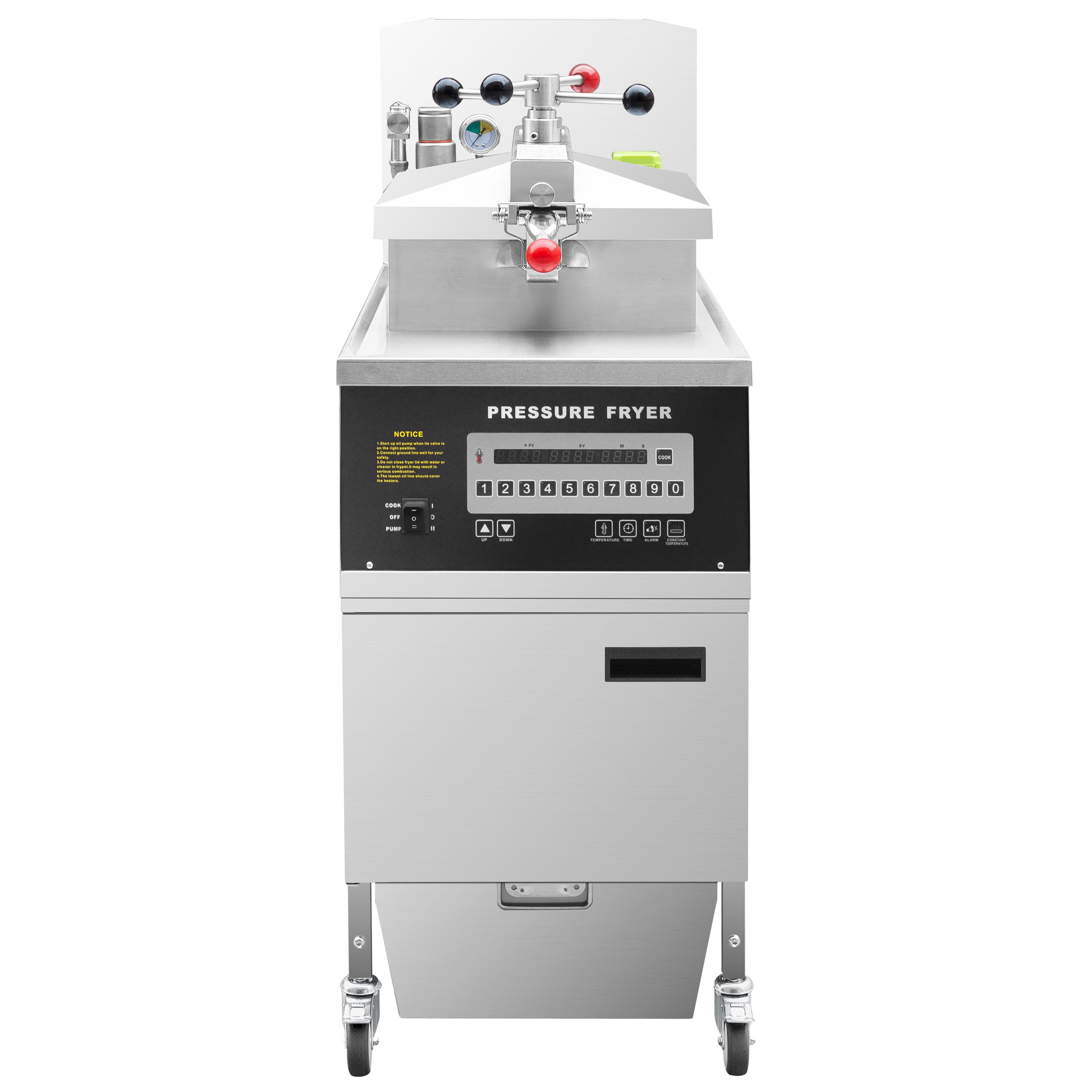 Friteuse à pression électrique professionnelle - 24L - 13,5kW - Commande électronique - avec système de filtration d’huile intégré