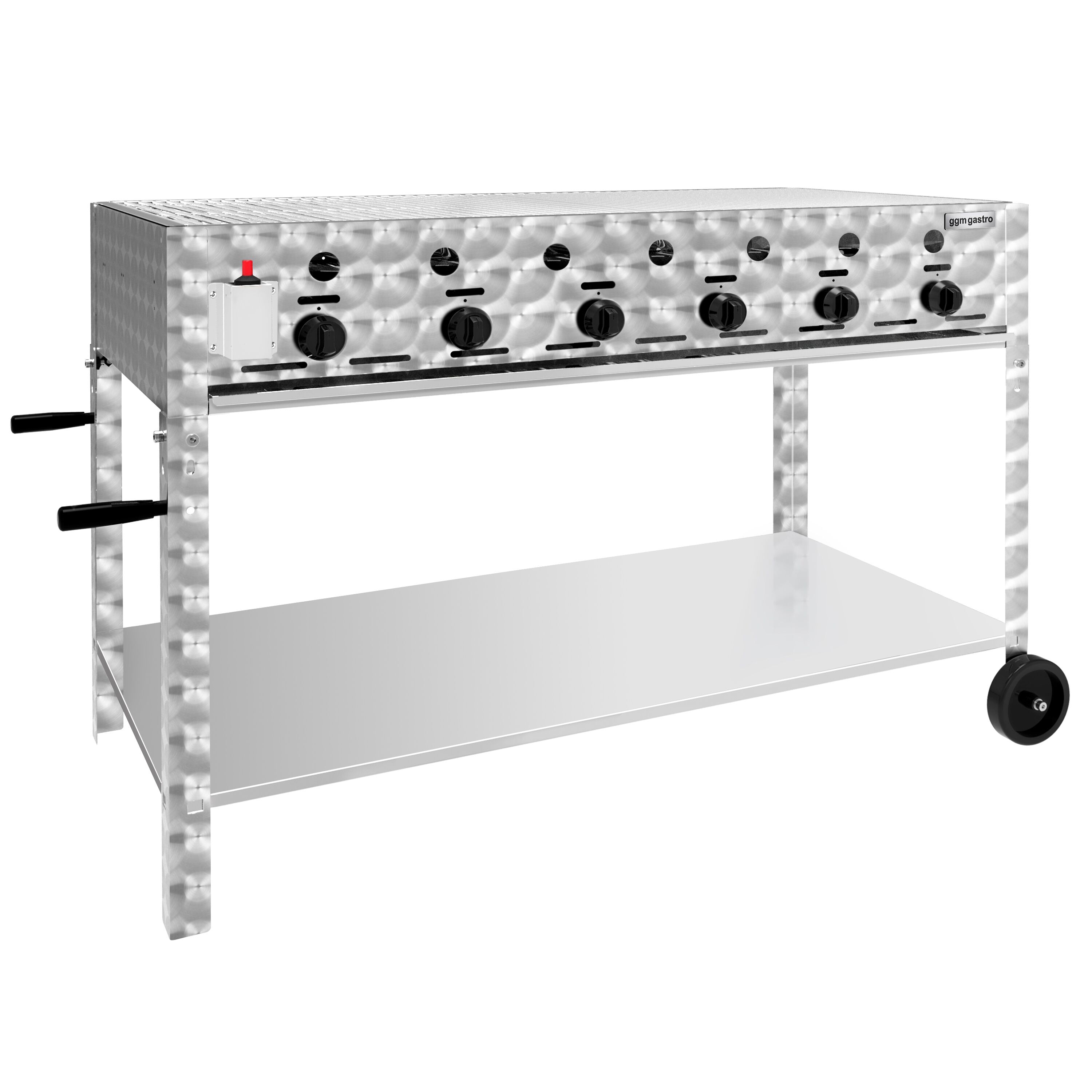 Barbecue à gaz - 22,5 kW - 6 brûleurs - incl. support mobile, grille & tôle