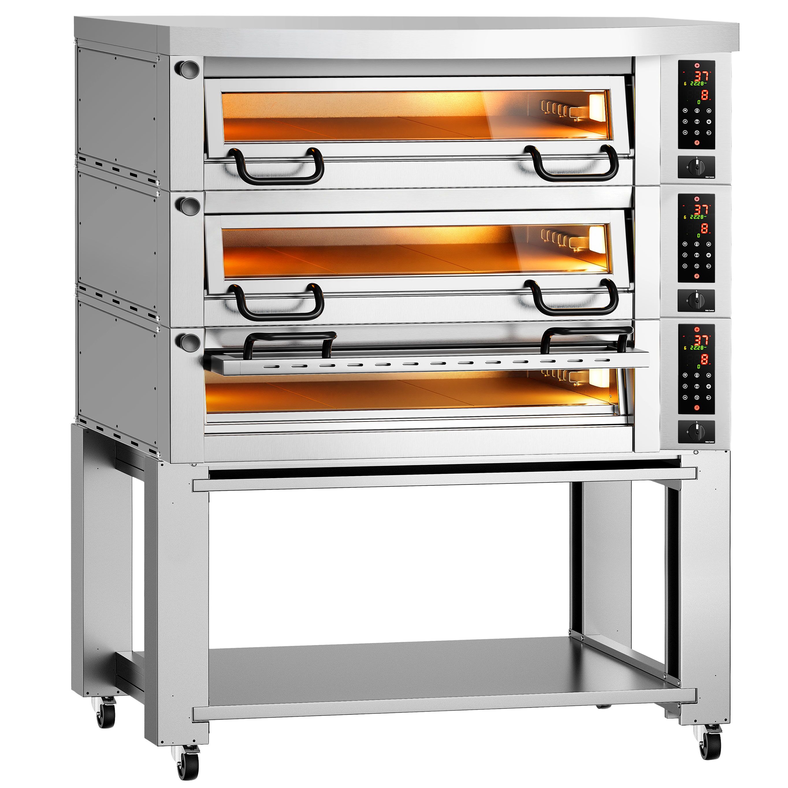 Elektro Pizzaofen Power - 6+6+6x 34cm - Digital - inkl. Haube & Untergestell