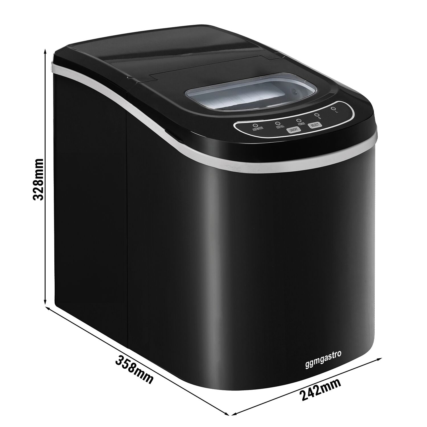 Eiswürfelmaschine - Hohlzylinder - 12 kg/24 h - Schwarz matt