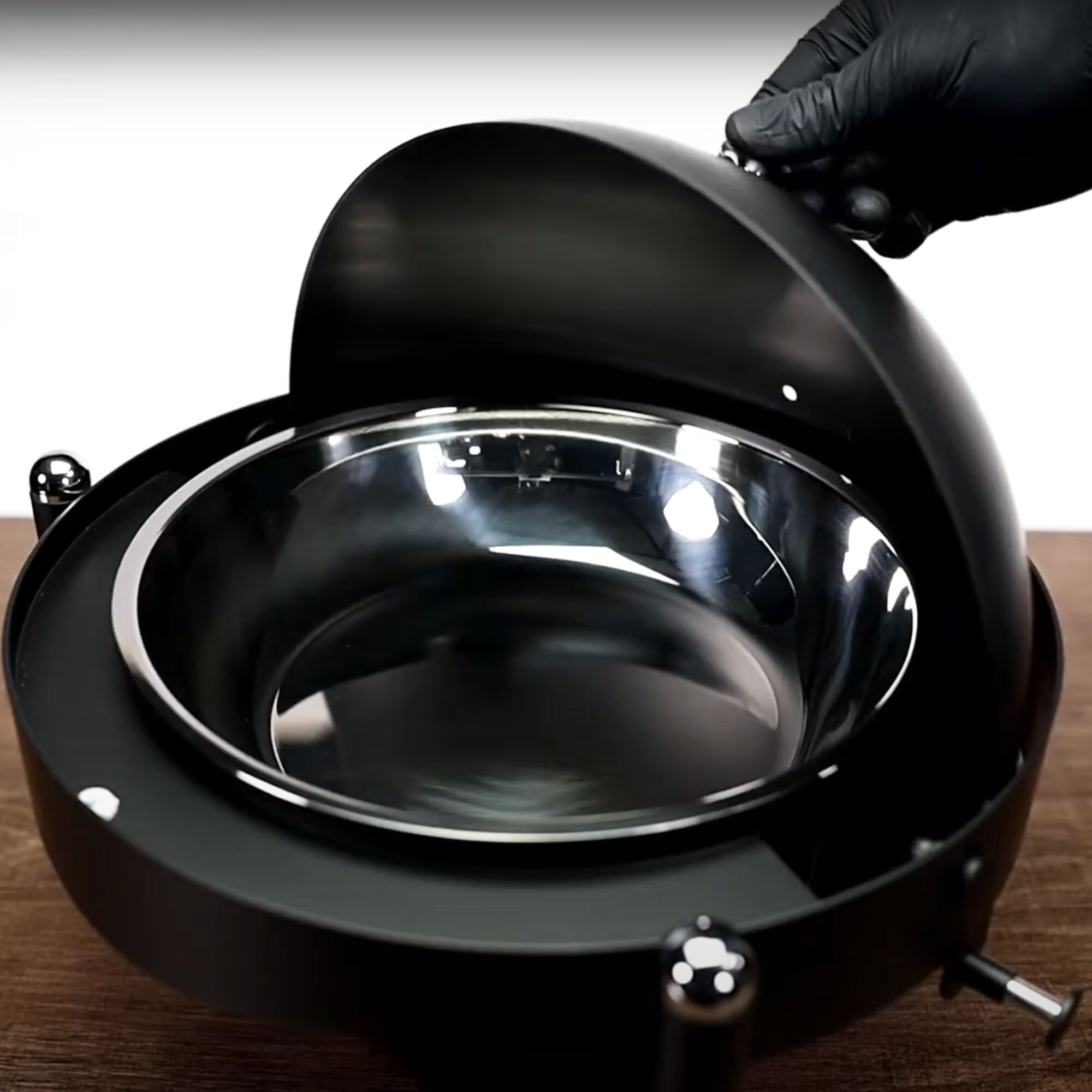 Chafing dish - Rond - avec couvercle roll top - Noir