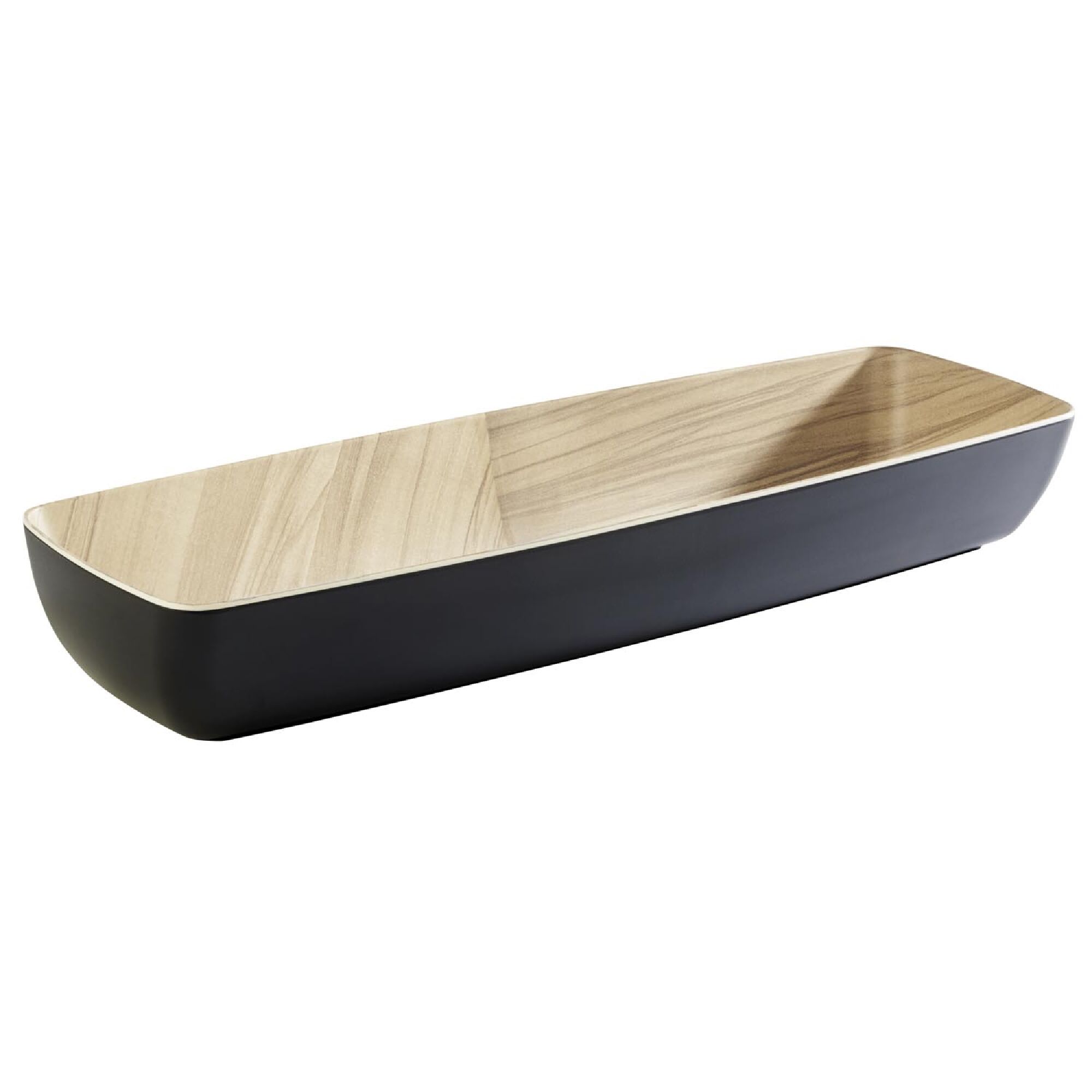 (6 pcs) Bac GN 2/4 - FRIDA - Mélamine - 3,65L - rectangulaire - 530x162mm - Profondeur : 75mm - Noir/Beige