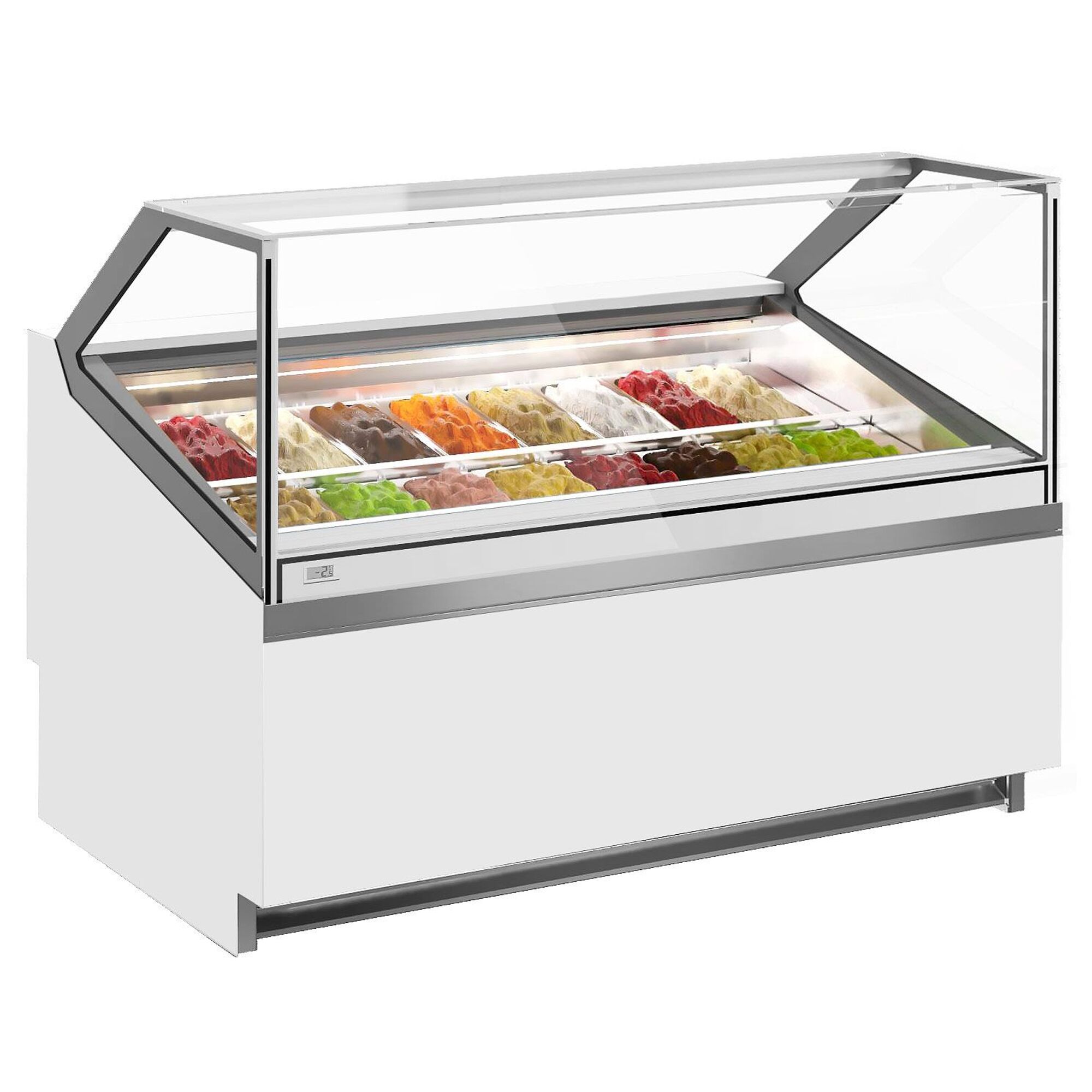 Vitrine à glace IVY – 1606 mm – refroidissement ventilé – pour 16 bacs à glace de 5 litres – Blanc