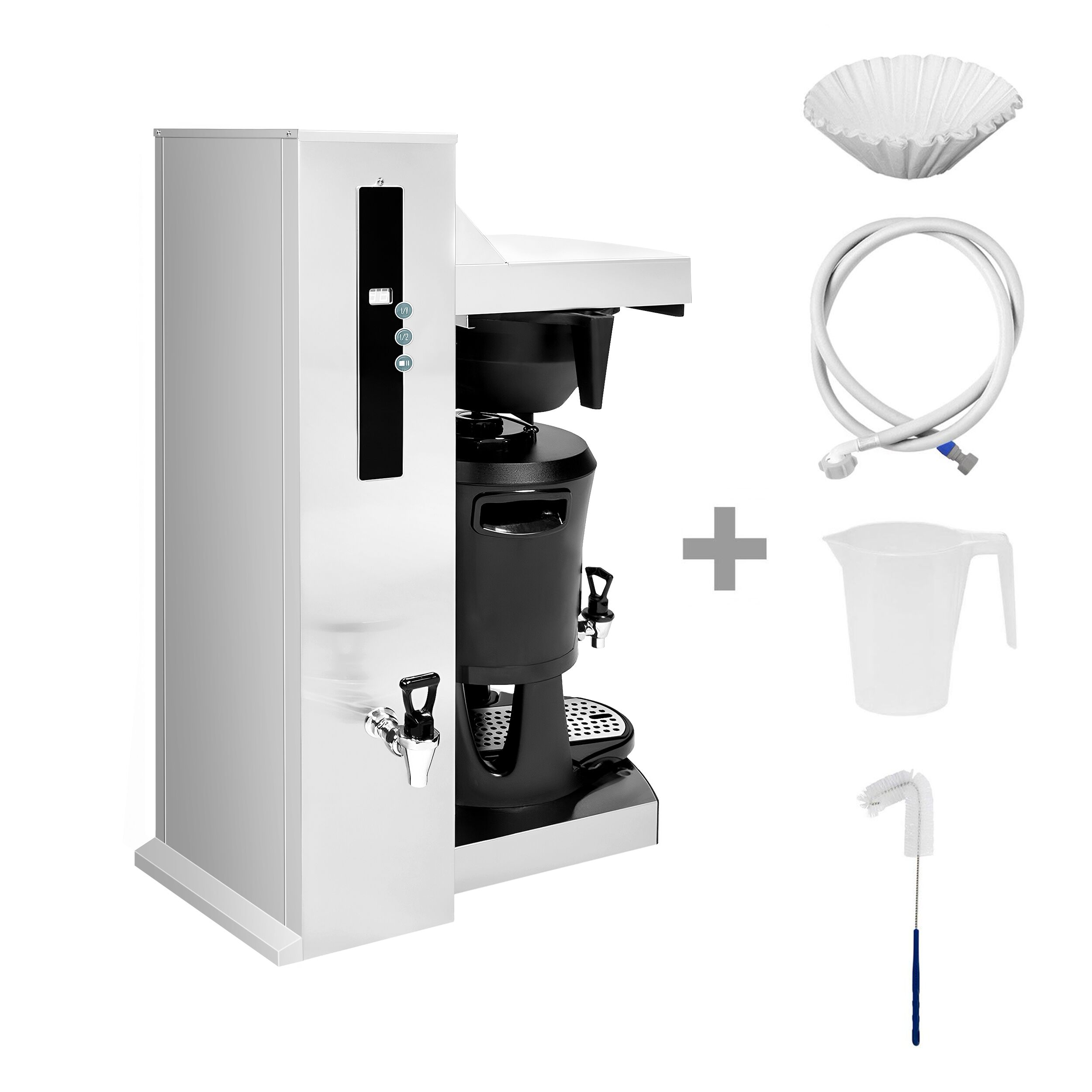 Commercial Bulk Coffee Brewer - 5L - 4.5 kW - with direct water connection & hot water tap - incl. thermal container