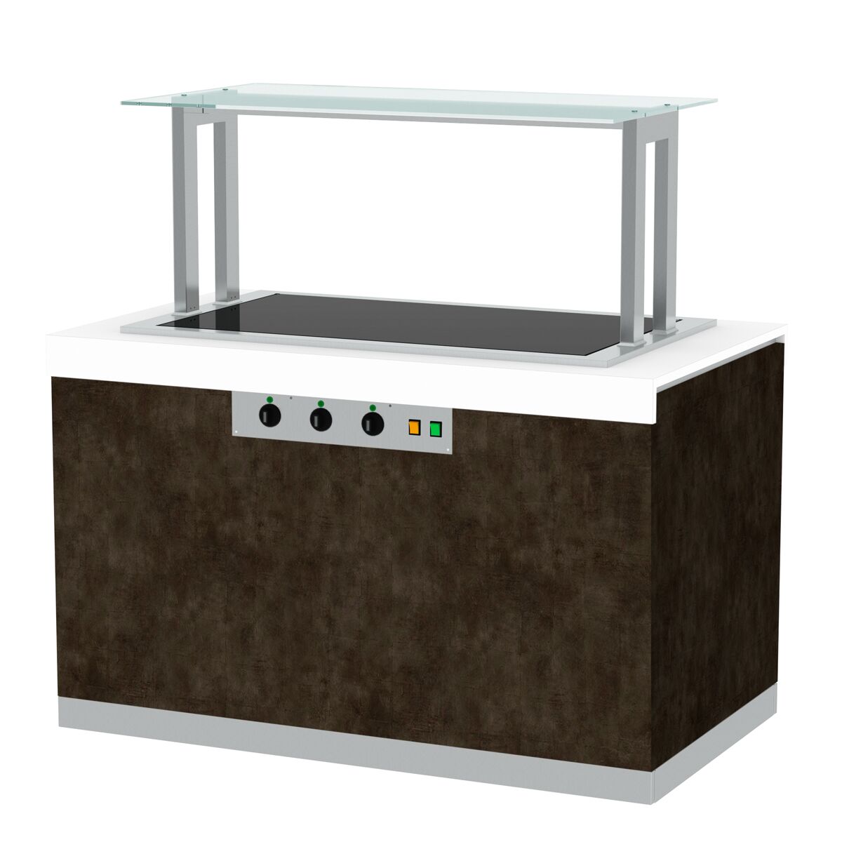 Heated Servery Counter PRAGUE - 1700mm - with Hot Plate - on Castors