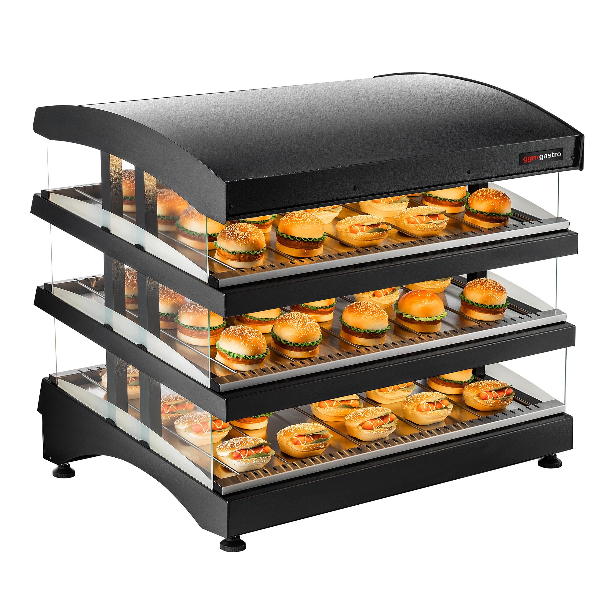Vitrine chauffante – 995 mm – 1,02 kW – avec 3 étagères – réglable séparément
