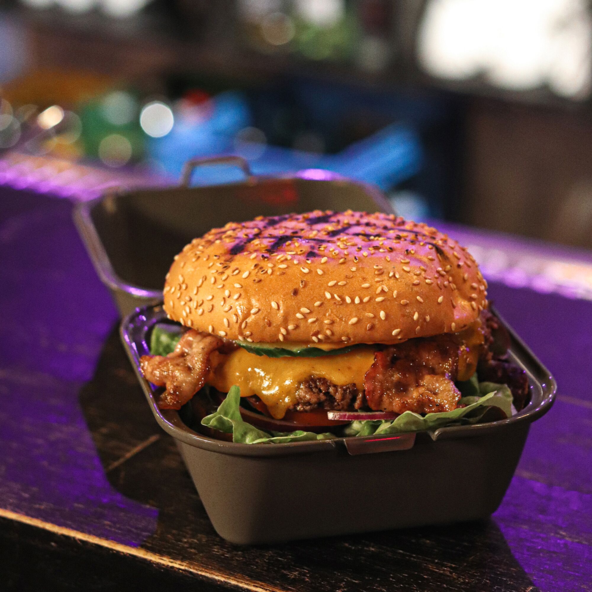 (12 pièces) Boîte à burger réutilisable - 155x155x126mm - couvercle séparé clipsable - Gris