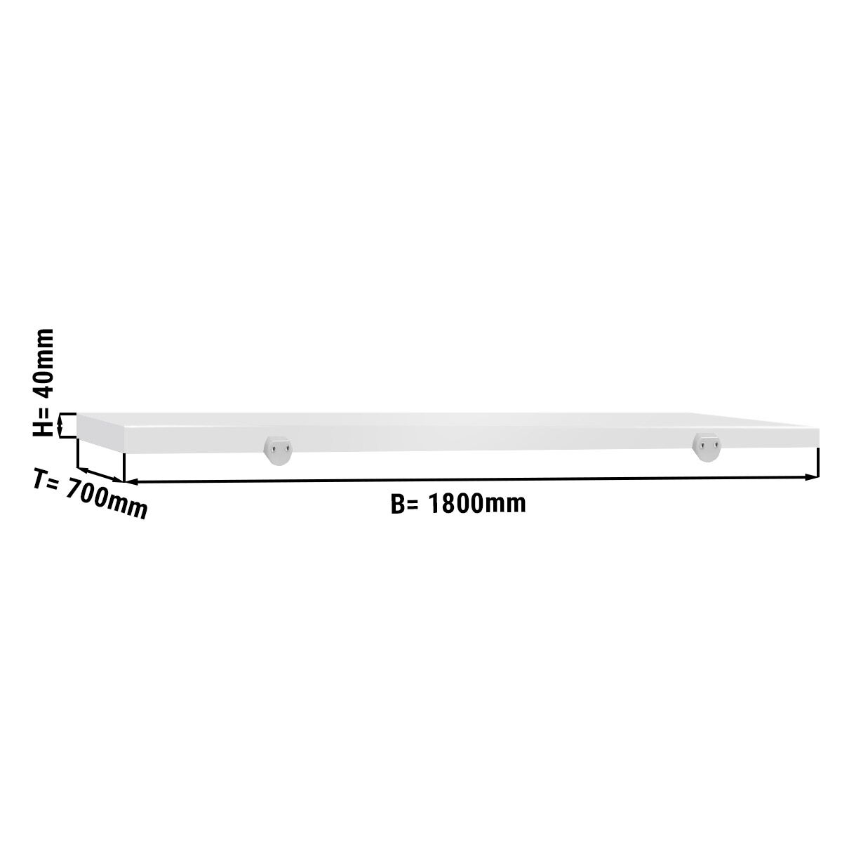 Chopping Board for Prep Table - 1800x700mm - Thickness: 40mm - HACCP-Compliant - HDPE (PE500) - White