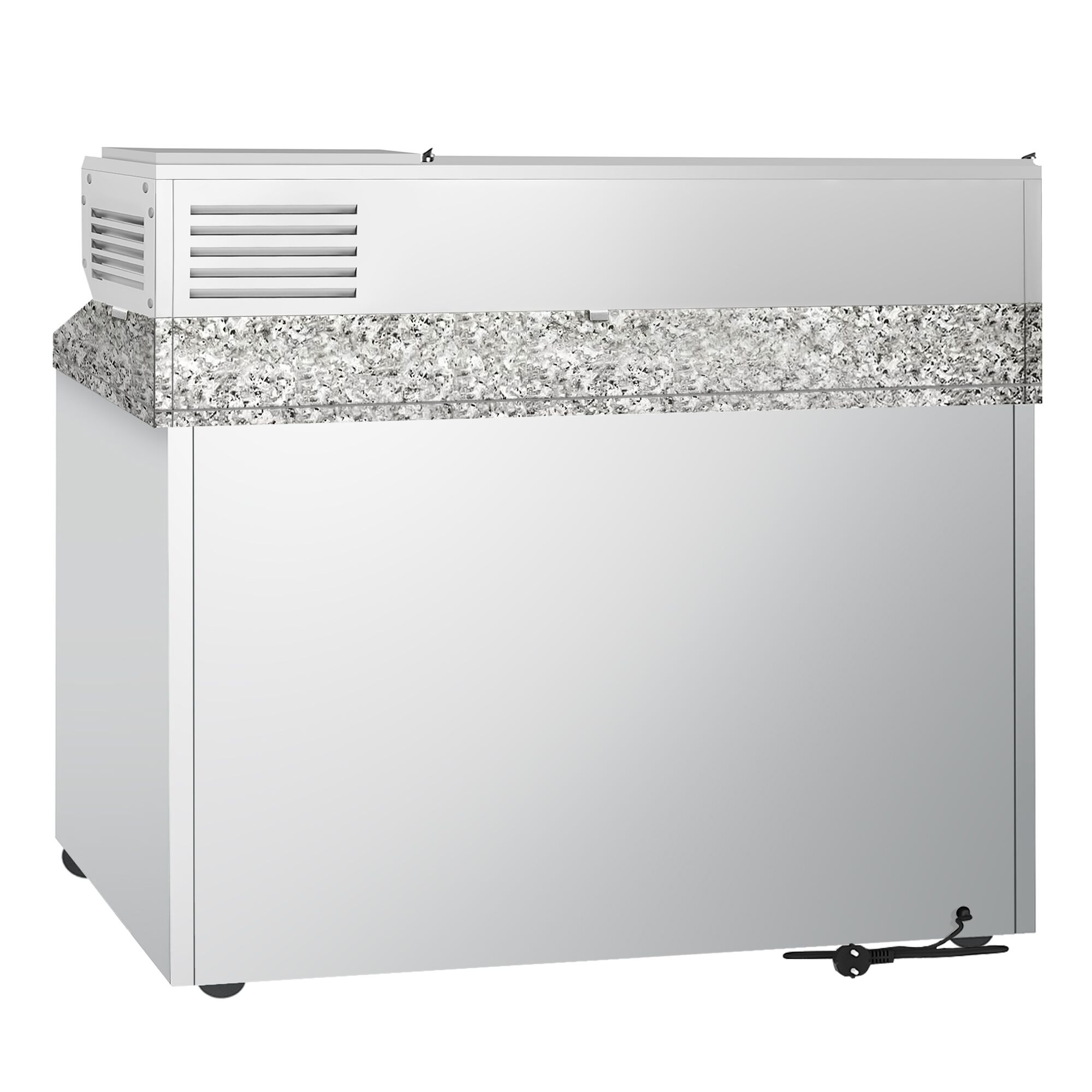 Commercial Pizza Prep Counter - Granite Top PREMIUM - 1400x700mm - with 3 glass doors - incl. refrigerated topping unit - 6x GN 1/4