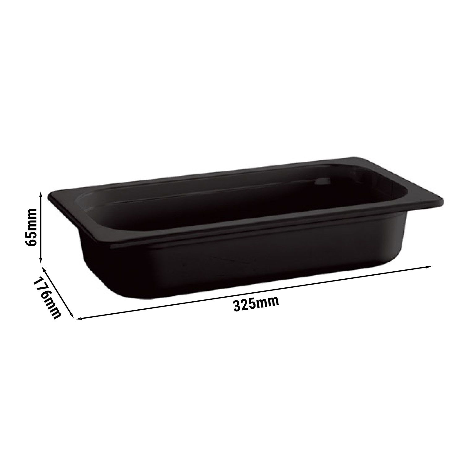 (6 pièces) Bac en mélamine GN 1/3 - ECOLINE - 2 litres - Hauteur : 65 mm