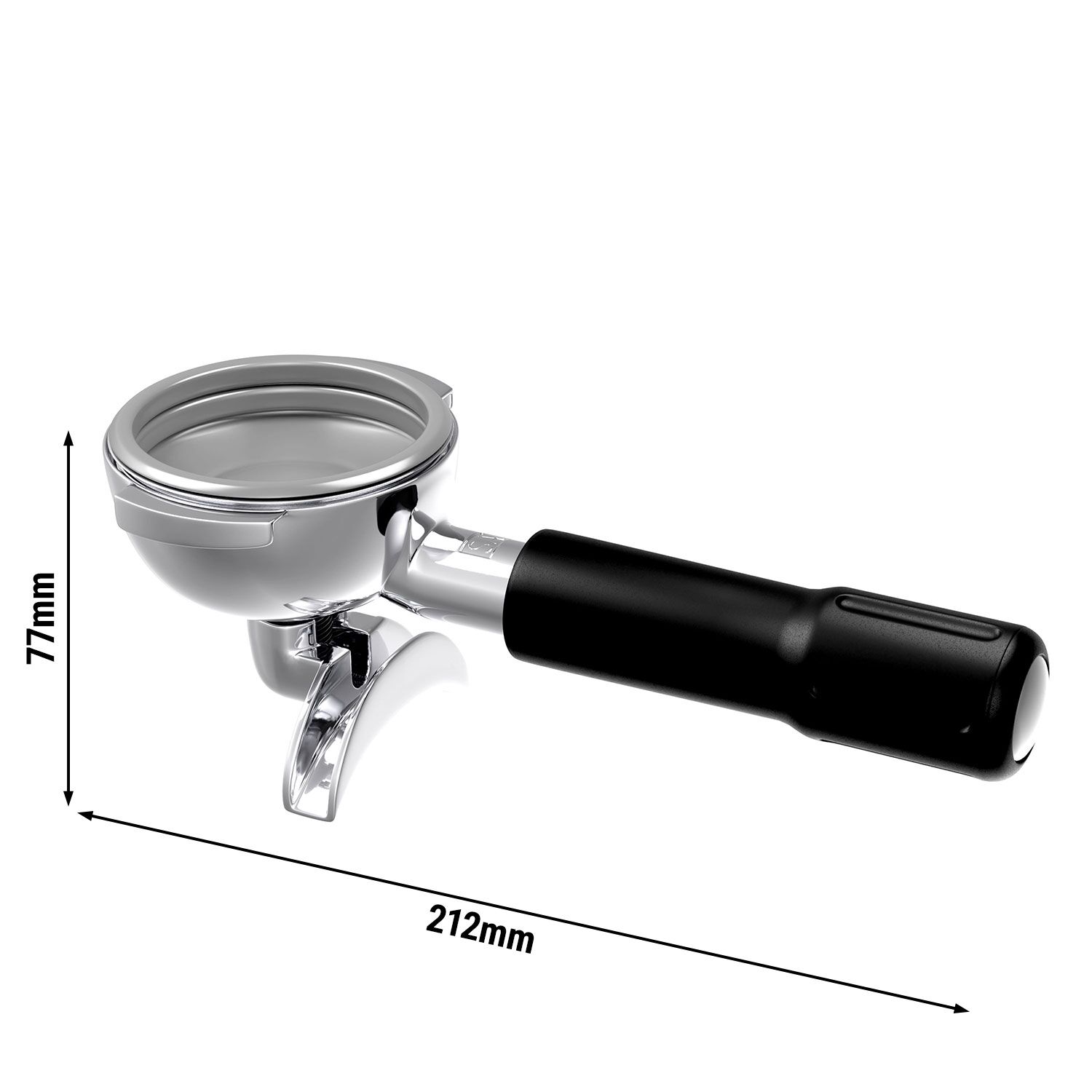 Porte-filtre 2 becs - Acier inoxydable - Ø58,8mm - Poignée en plastique - pour machines à expresso à porte-filtre Allegro, Eminence, Grace & Suprema