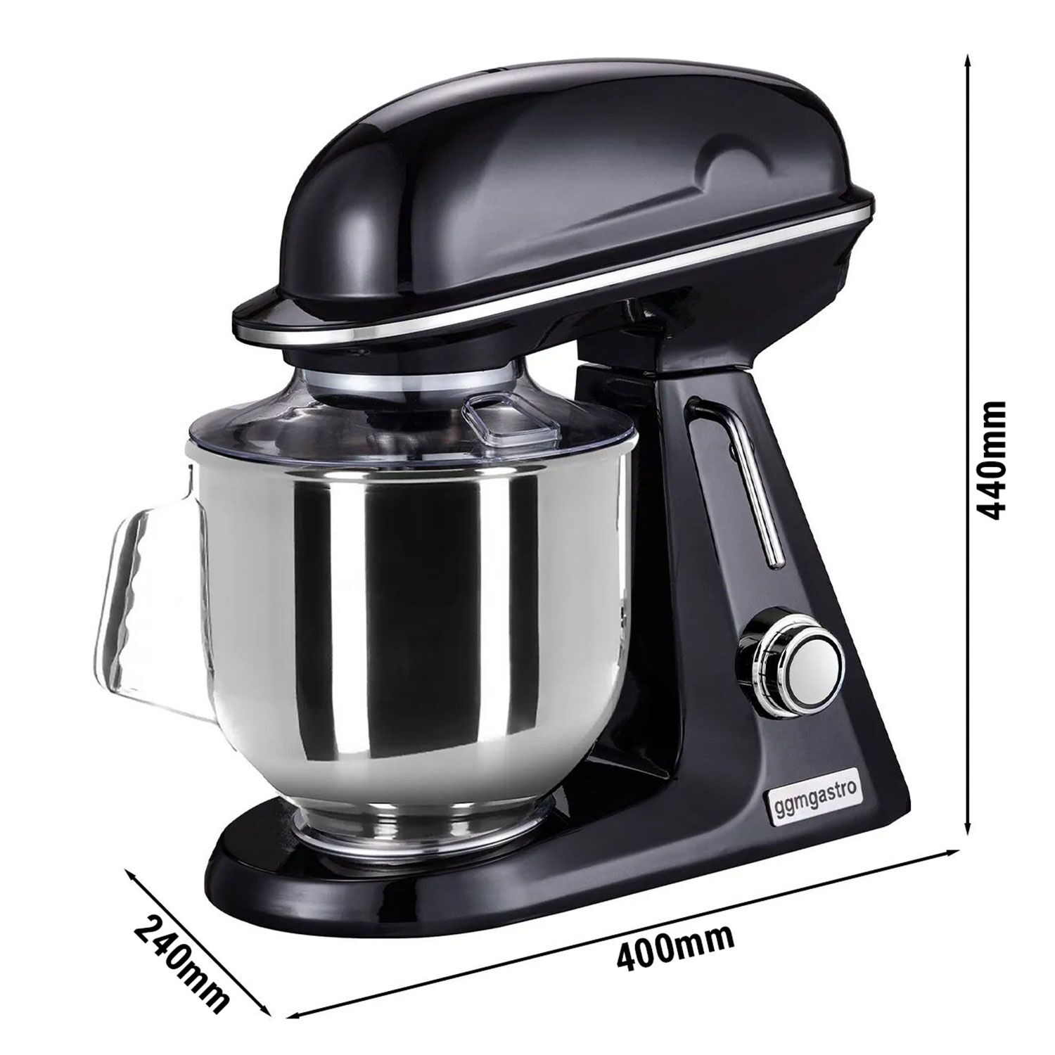 Countertop Commercial Planetary Mixer - 7L - 350W - incl. 3 attachments - Black Matt