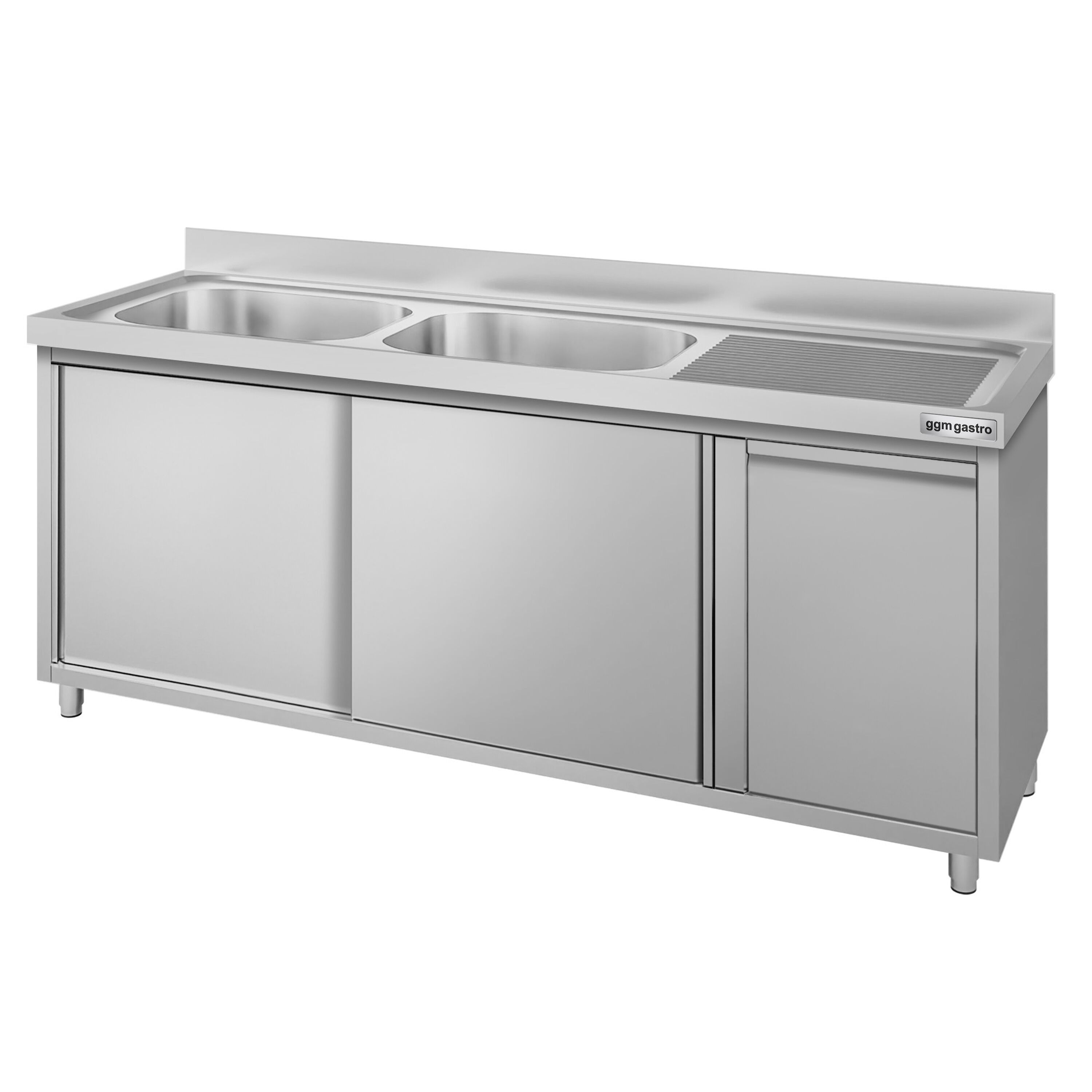 Meuble évier ECO - 1800 x 600 mm - avec poubelle & 2 bacs à gauche