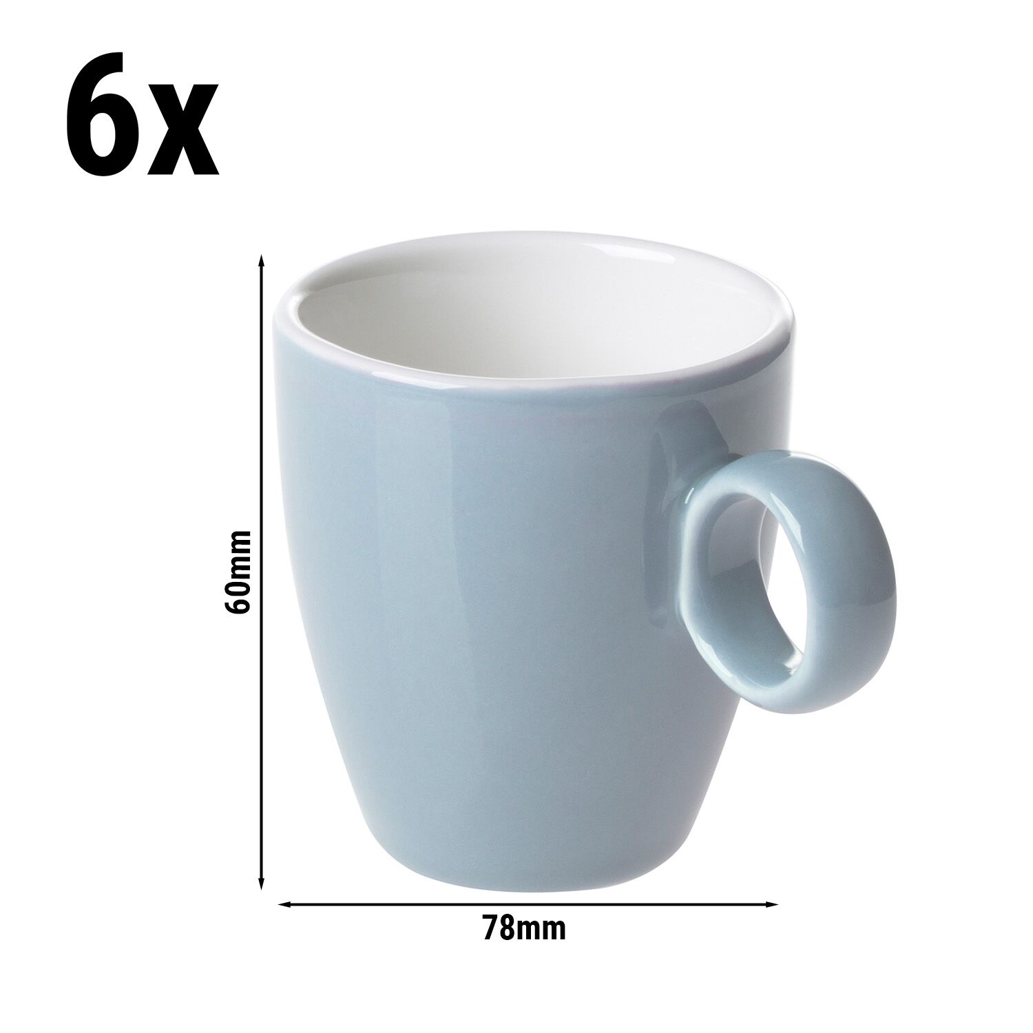 (6 pcs) Bart - Tasse à espresso Colour Cafe - 65ml - Bleu clair
