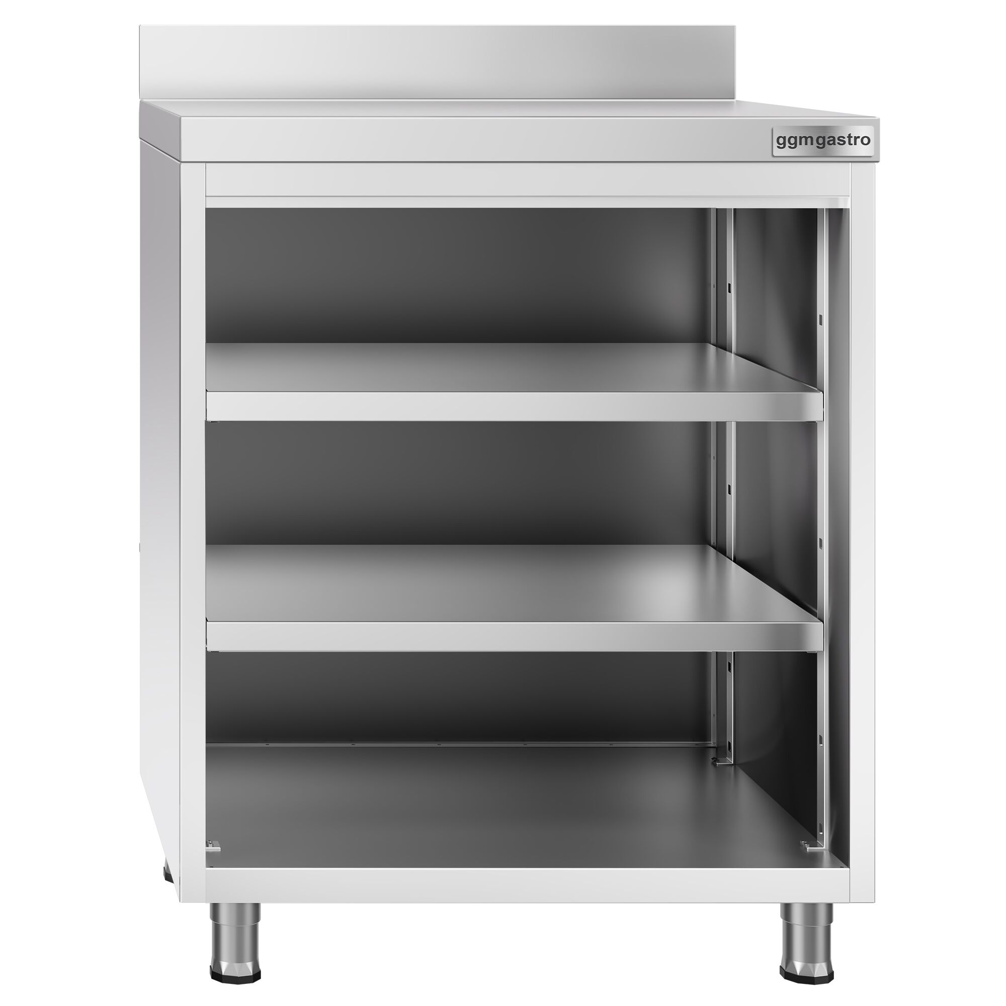 Bar-Arbeitstisch - Edelstahl - 800x600mm - mit 4 Ablagen