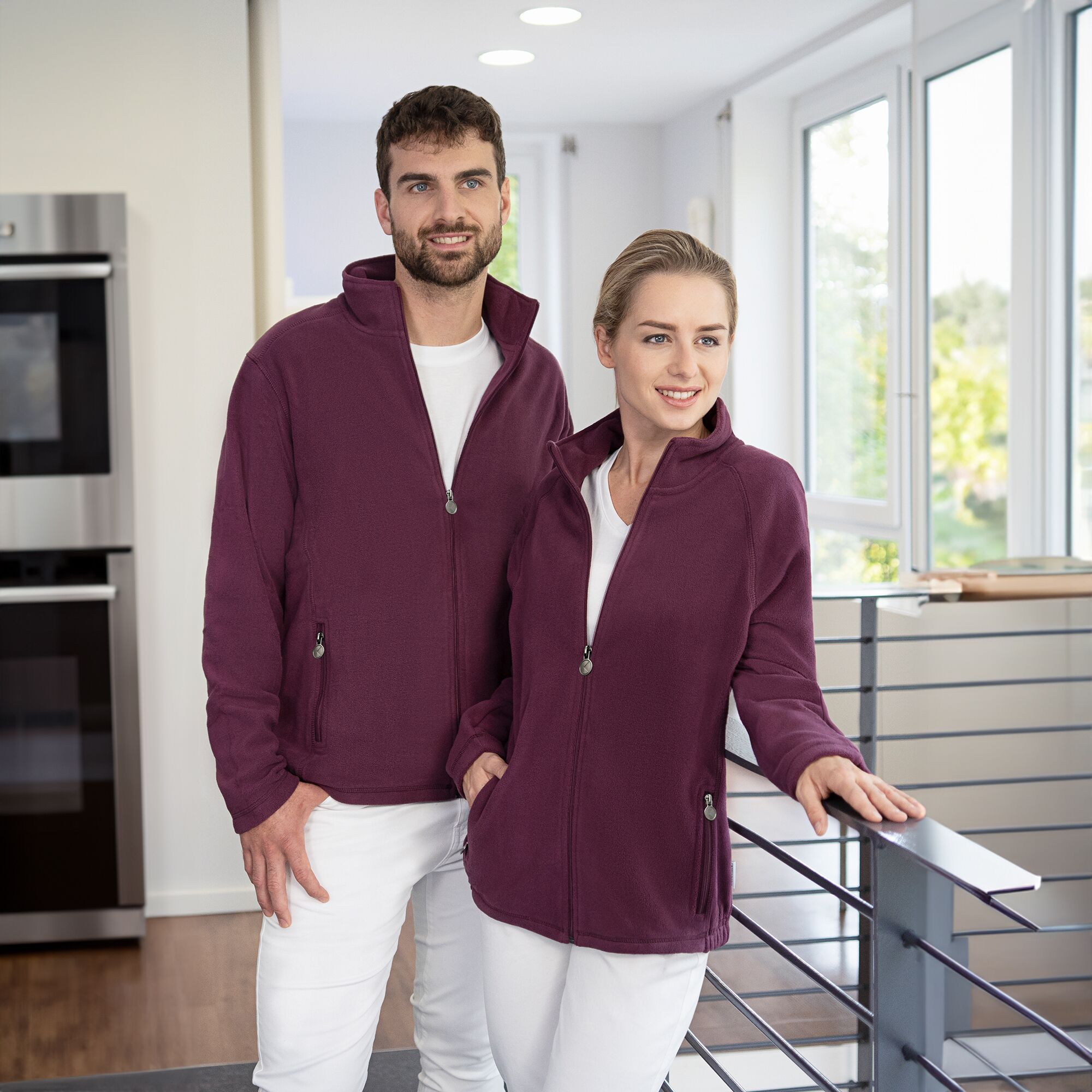 KARLOWSKY | Women's Workwear Fleece Jacket Warm‑Up – Aubergine - L - Recycled Polyester