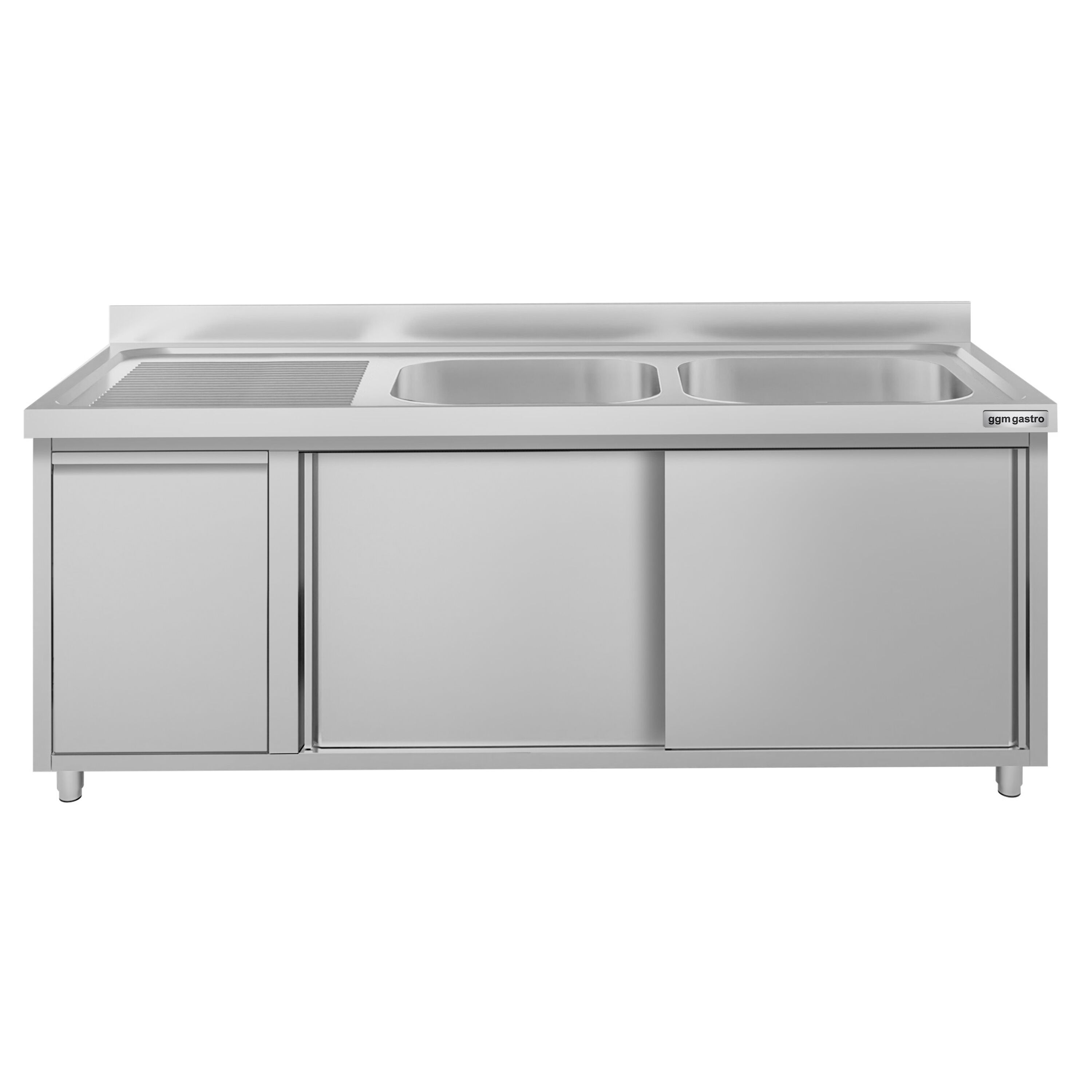 Meuble évier ECO - 2000 x 600 mm - avec poubelle & 2 bacs à droite