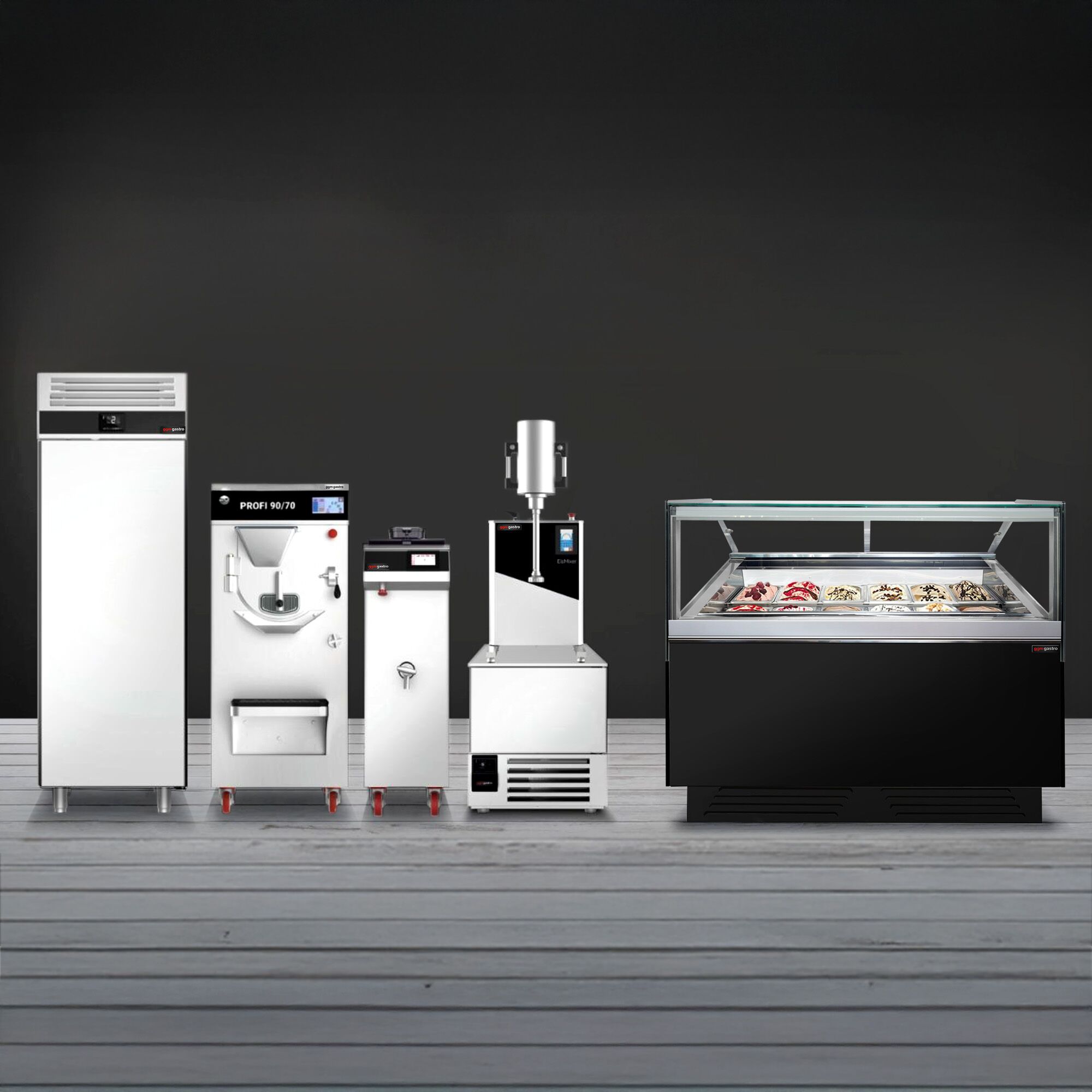 Vitrine à glace ADAM – 1200 mm – refroidissement ventilé – pour 12 bacs à glace de 5 litres ou 8 bacs de 7 litres – Noir