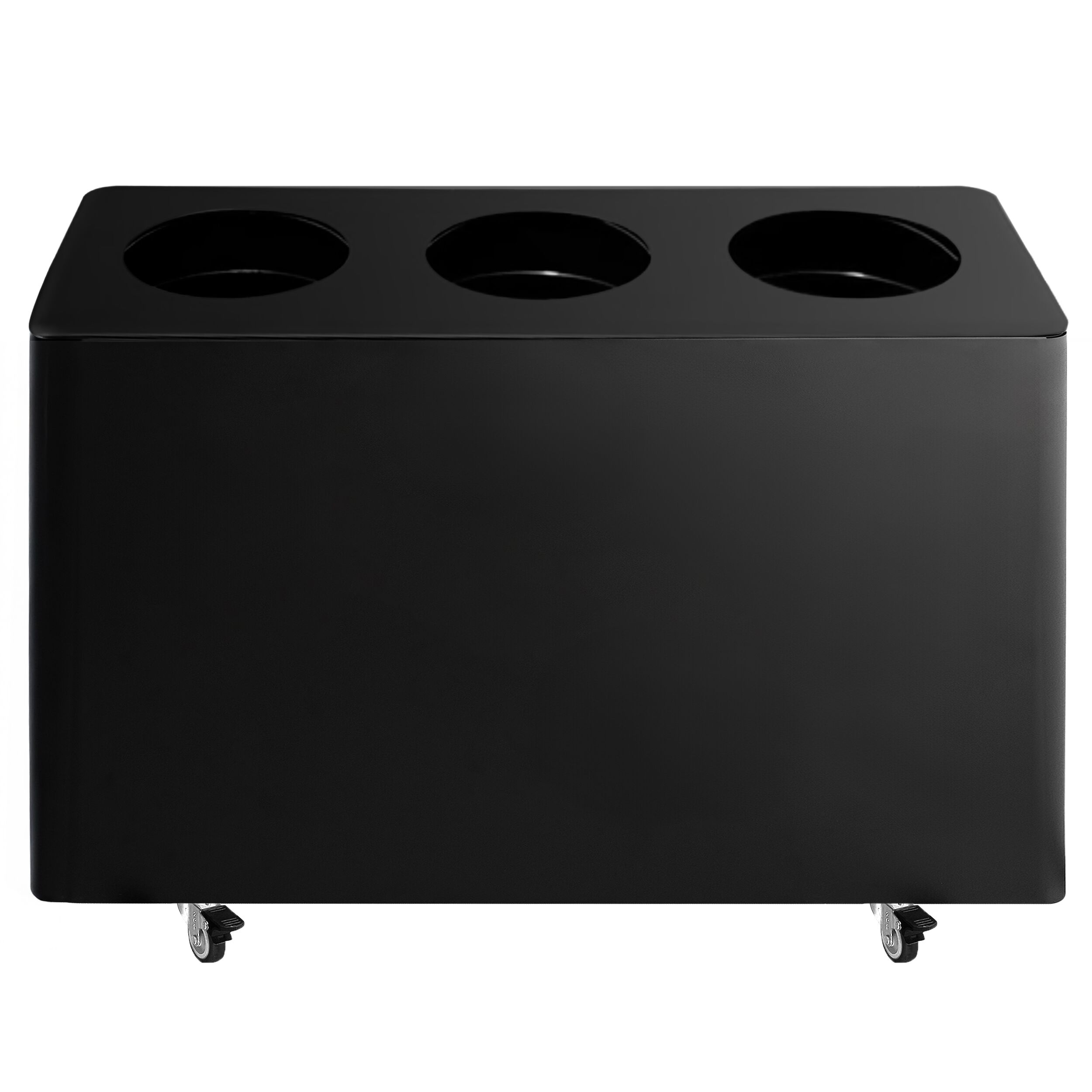 Poubelle de tri sélectif - 3 bacs de 25L chacun - 75L - 960x640x360mm - avec roulettes, bacs amovibles, autocollants de tri - Noir - Acier et Plastique