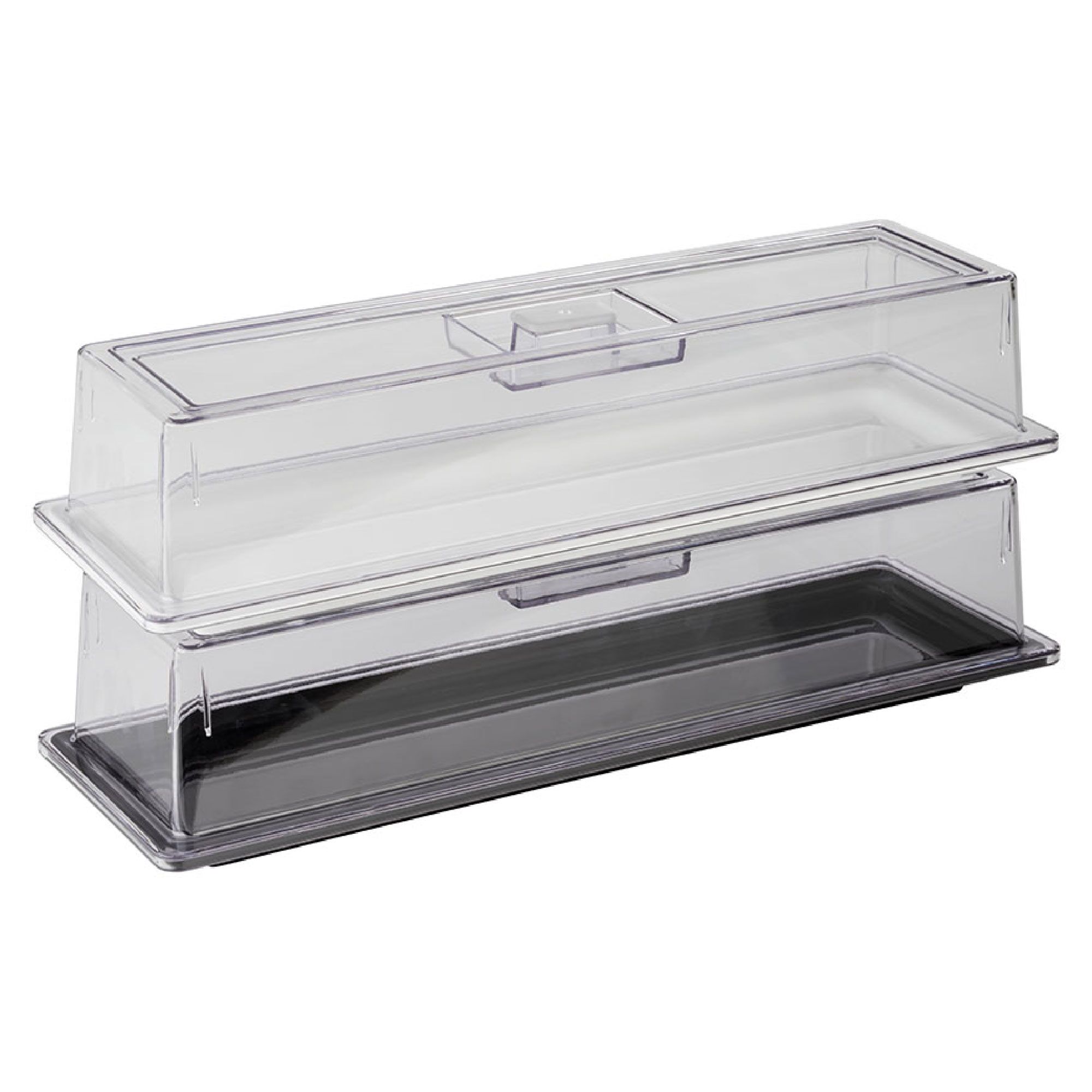 (6 pcs) Couvercle de présentation - Empilable - GN 2/4 - Polycarbonate - 530x162mm - Hauteur:105mm