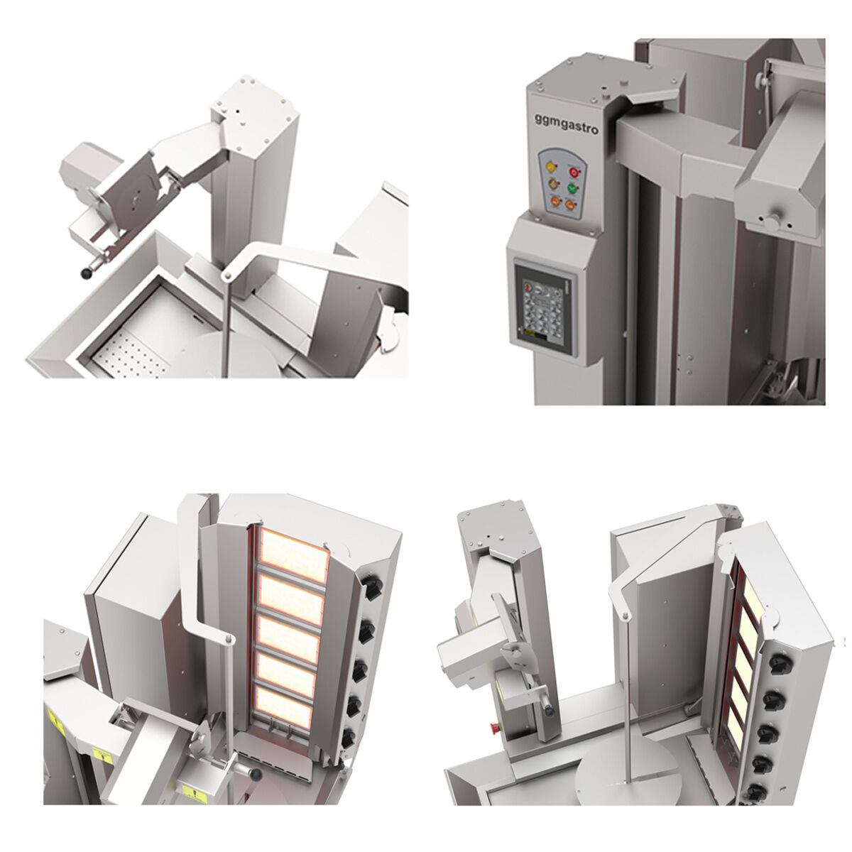 Gas Automatic Doner Kebab Grill - 5 Burner - up to 120kg - 13.3kW - Countertop - incl. 1 skewer & drip tray