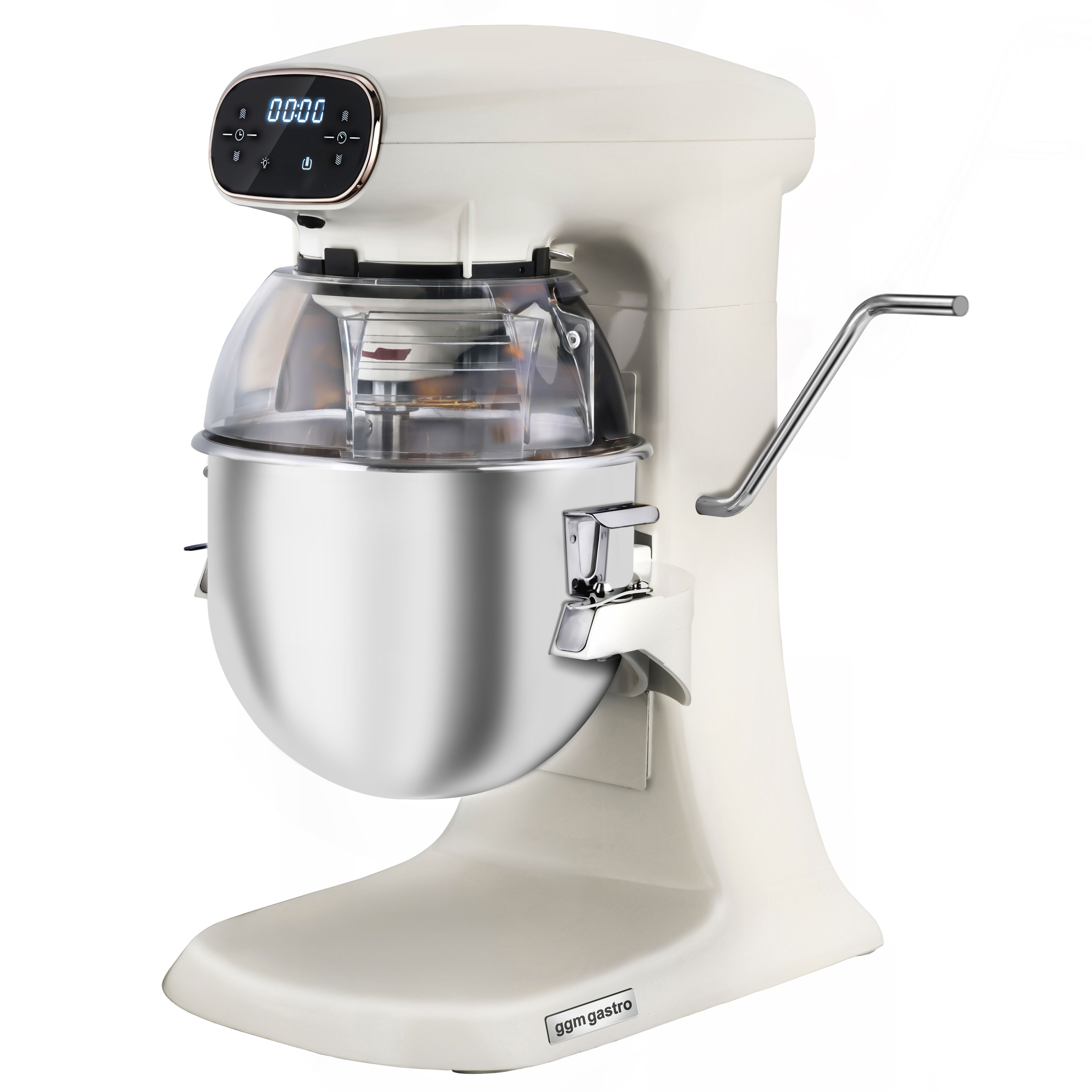 Digital Commercial Planetary Mixer - 12L - 880W - with display, lighting & 3 attachments - Light Ivory
