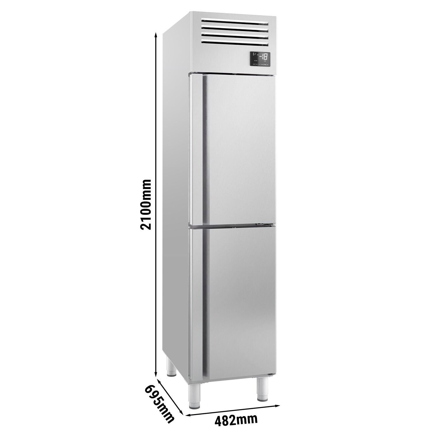 Armoire réfrigérée négative en acier inoxydable PREMIUM PLUS – GN 1/1 – 325 litres – avec 2 demi-portes en inox