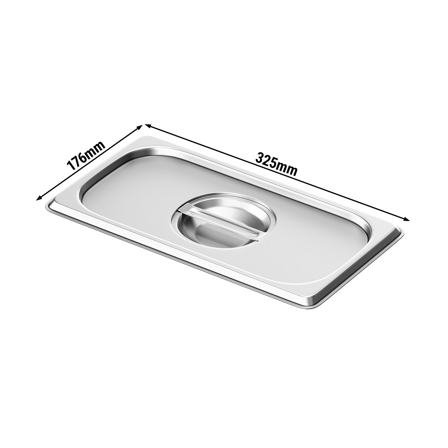 (6 pcs) Couvercle inox GN 1/3 - avec encoche - 325x176x27mm - Hauteur: 27mm