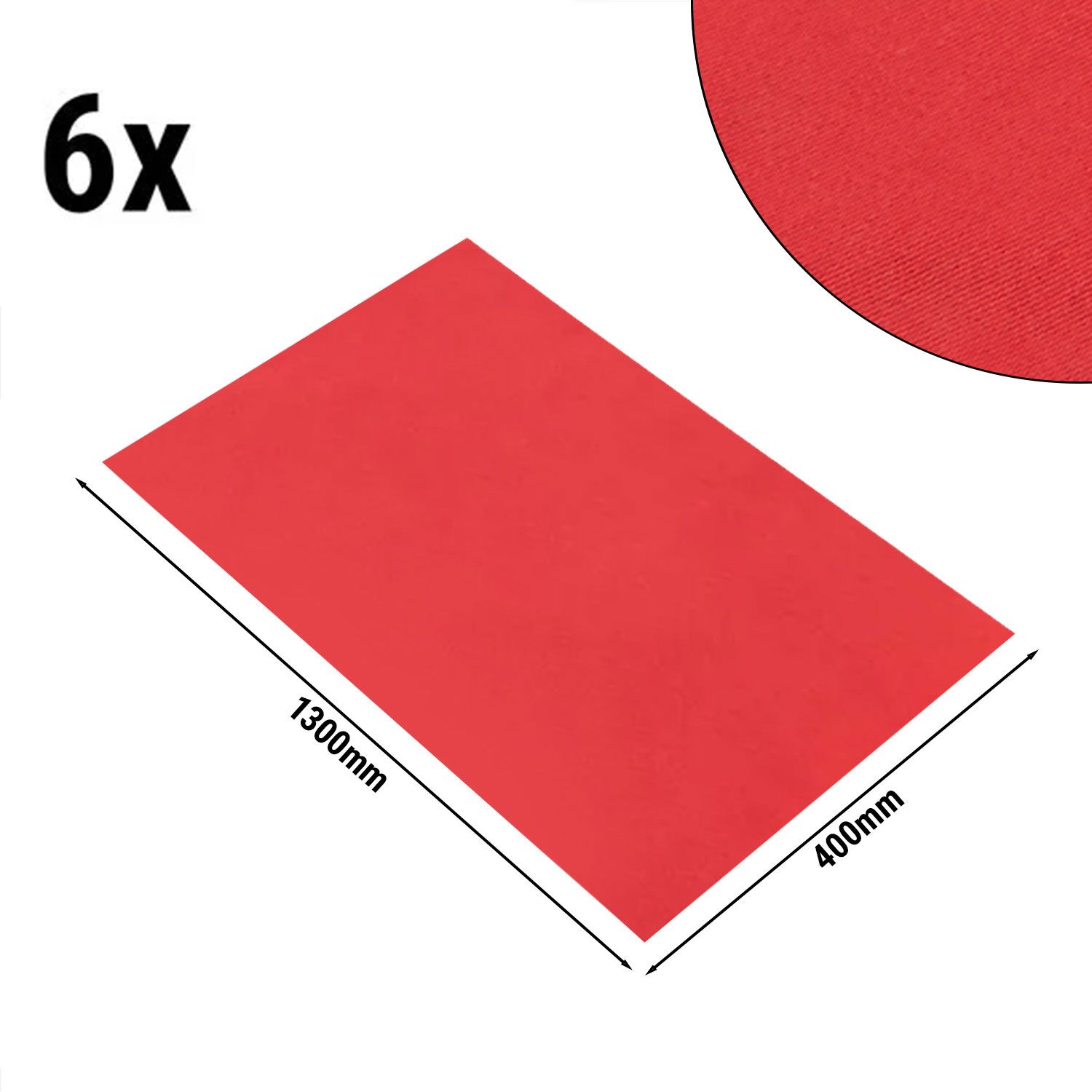 (6 pcs) Chemin de table damassé Vienna - tissage jacquard - 40x130cm - Feuerrot