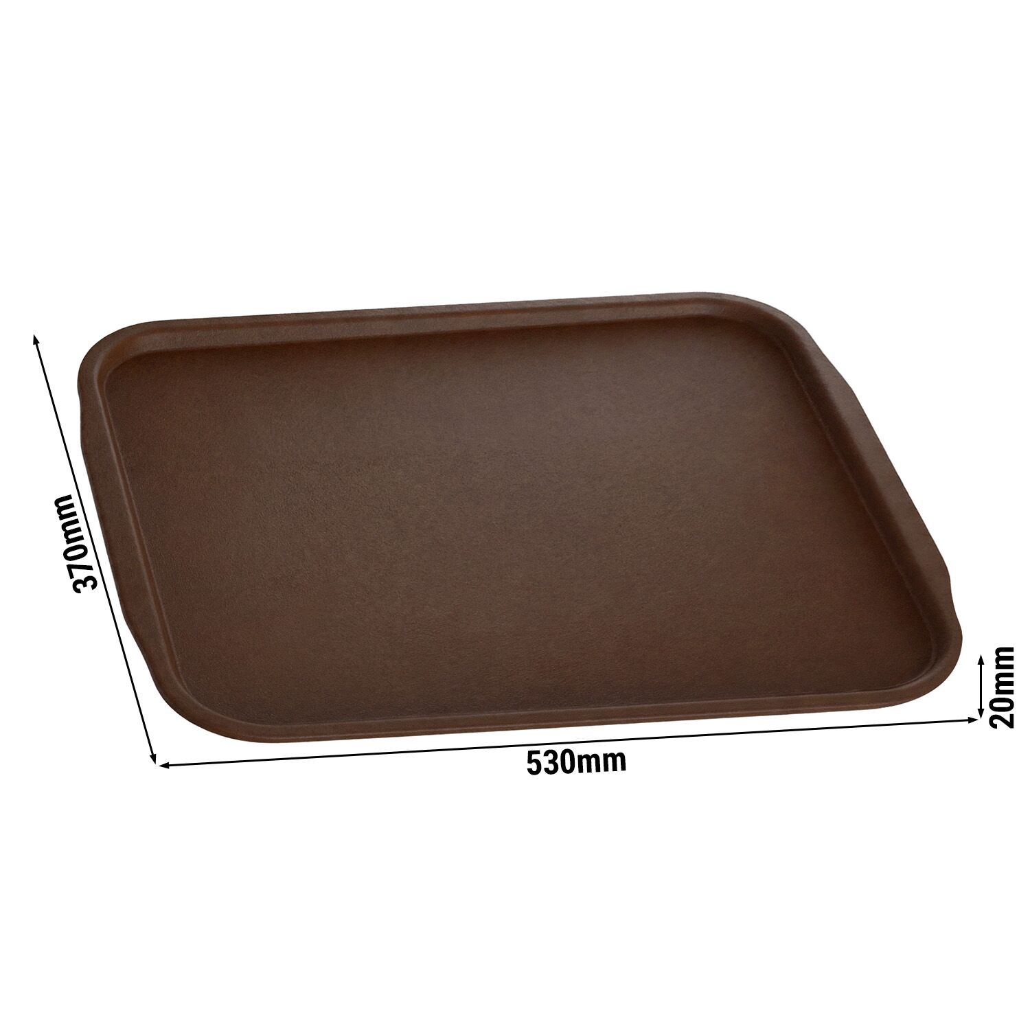 (10 Stück) Serviertablett - ABS Kunststoff - 530x370mm - Braun