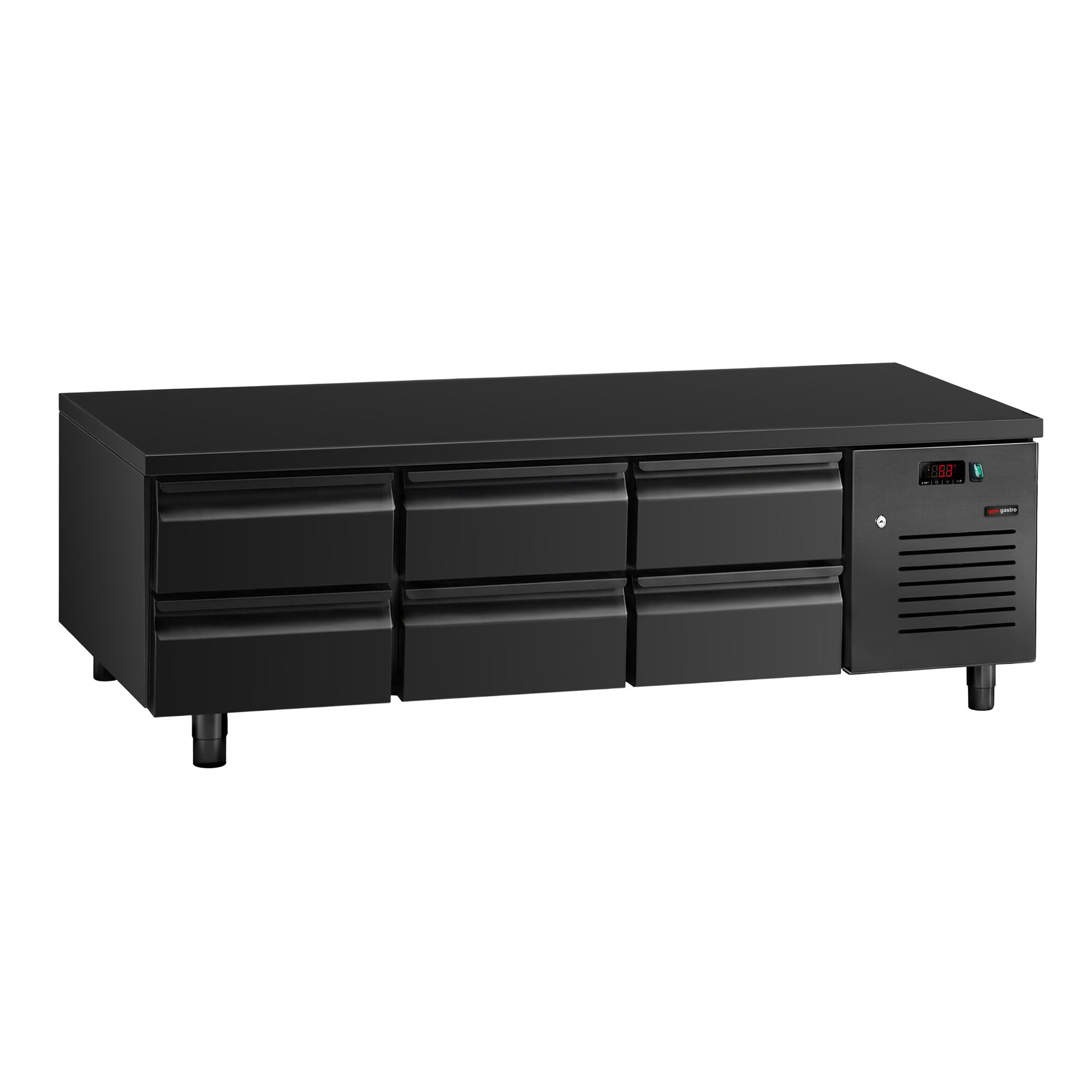 Meuble bas réfrigéré - 2000mm - 288 litres - 6x GN 1/1 tiroirs - noir mat