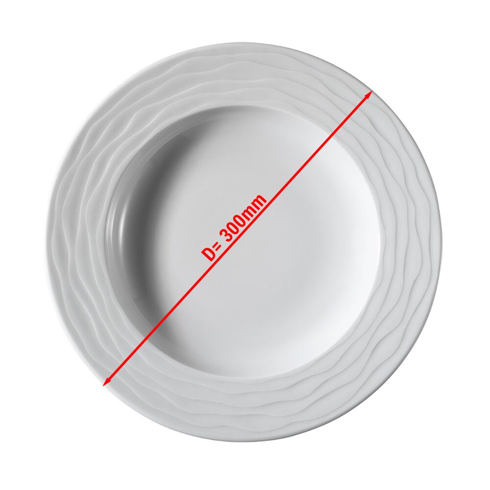 (24 stuks) SEA WAVE - diep bord - rond - porselein - Ø300mm - wit