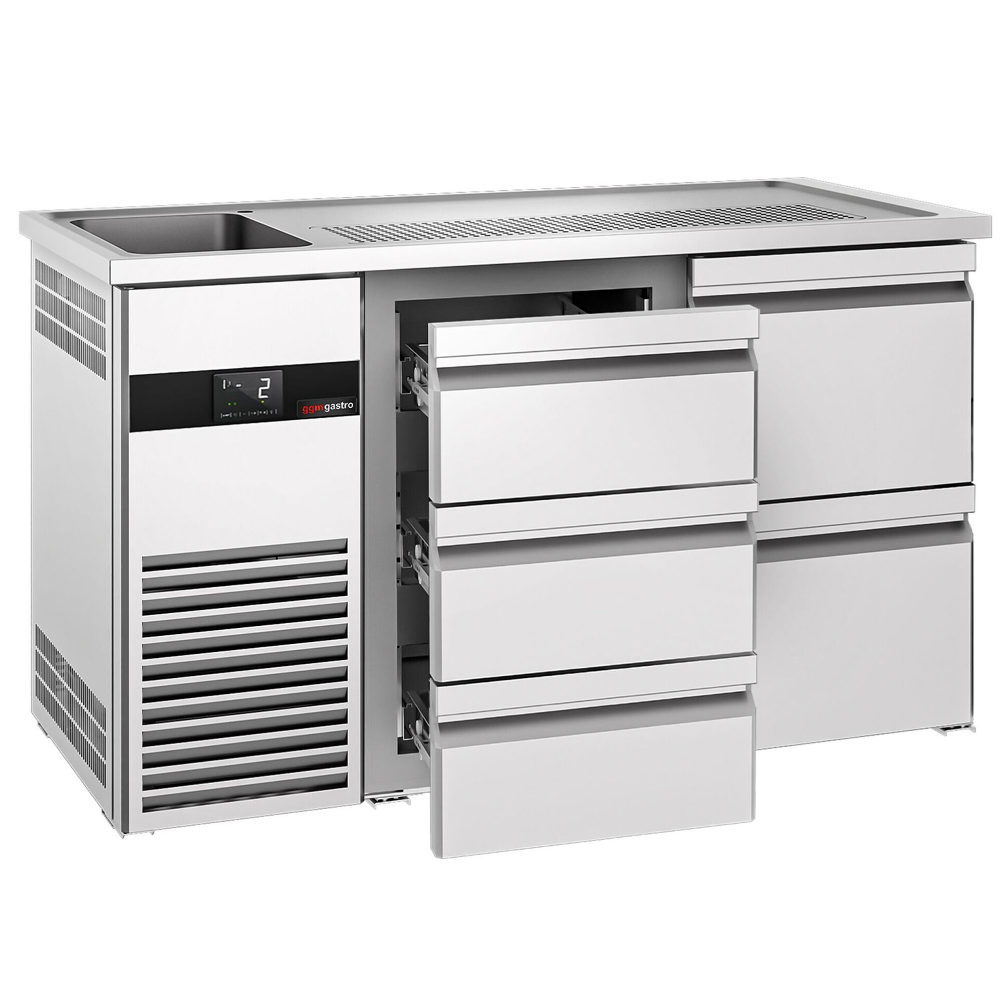 Comptoir de bar réfrigéré PREMIUM - 1550x700mm - 5 tiroirs