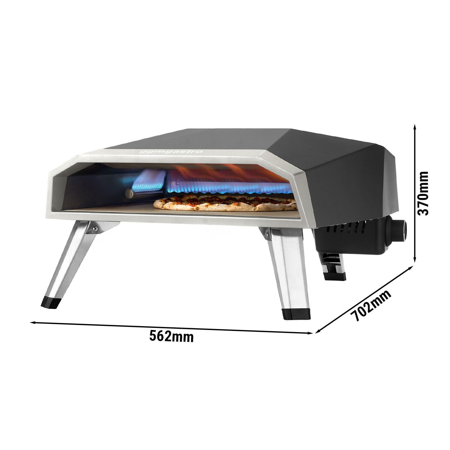 Four à pizza d’extérieur à gaz - Sole en pierre réfractaire - 1 x 1 pizzas Ø40cm - jusqu’à 500°C - avec sac de transport étanche