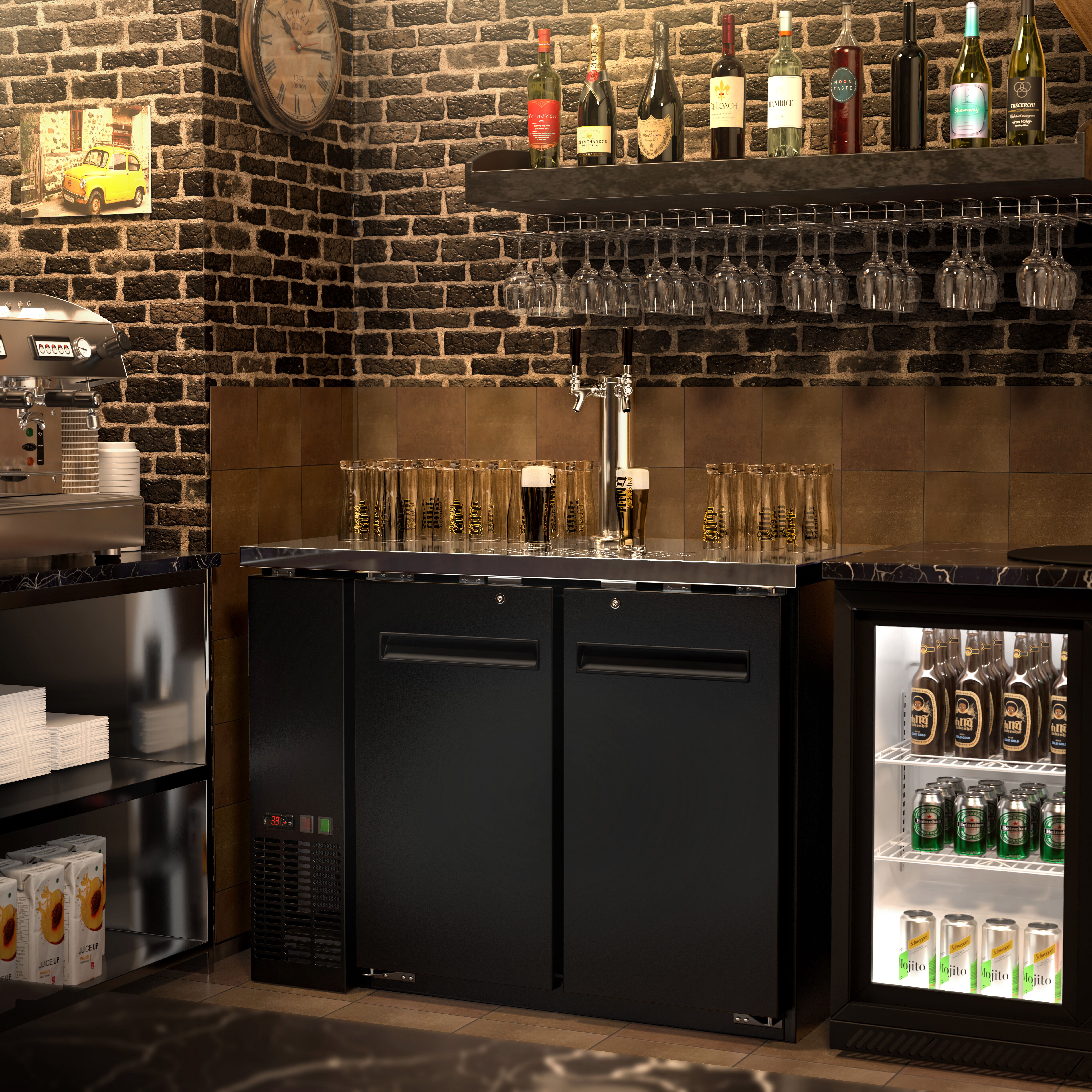Tireuse à bière professionnelle - 2x 50L fûts - 2 robinets - 1240x620mm - 2 portes pleines