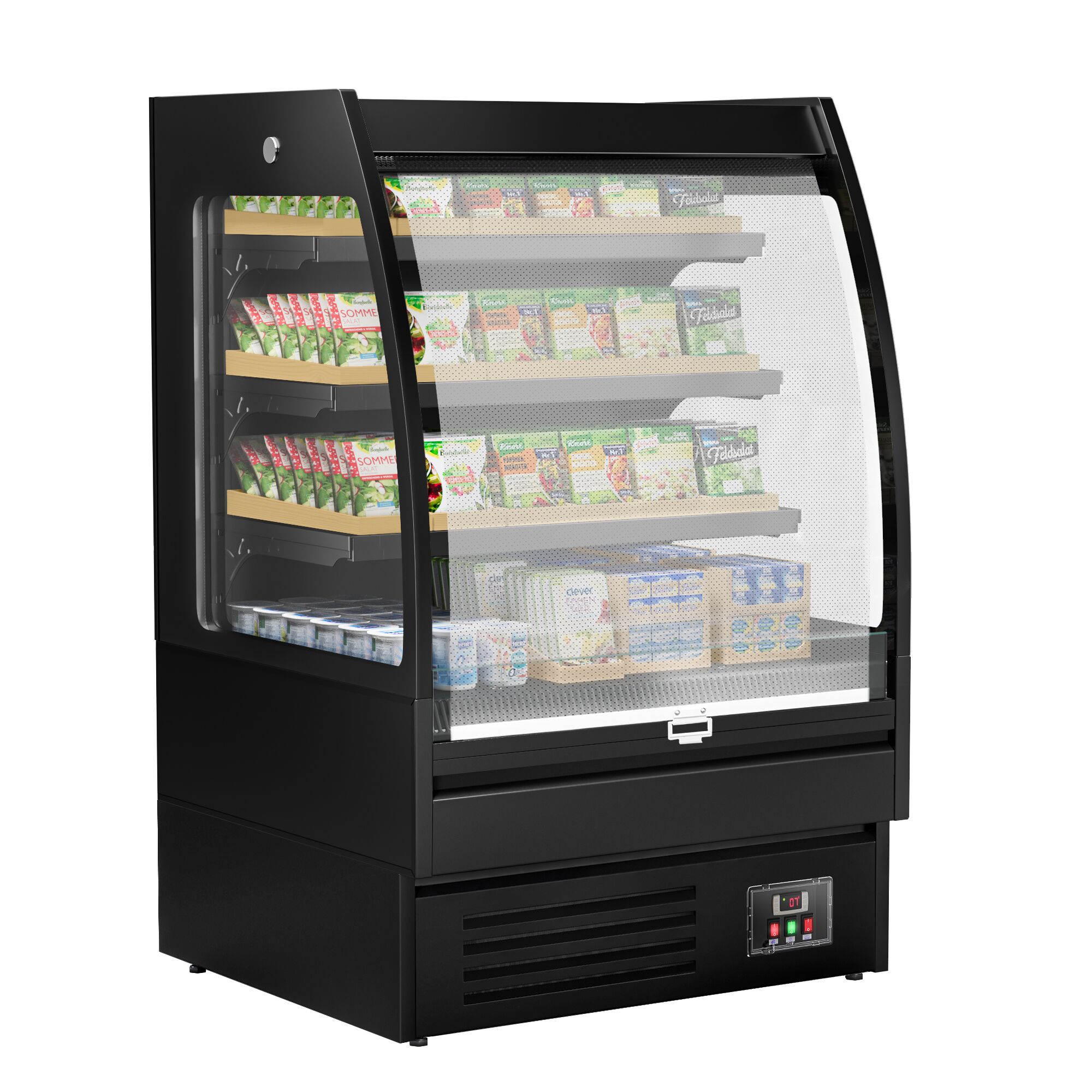 Vitrine murale réfrigérée - Libre-service - 900mm - 216L - avec 3 étagères - Noir
