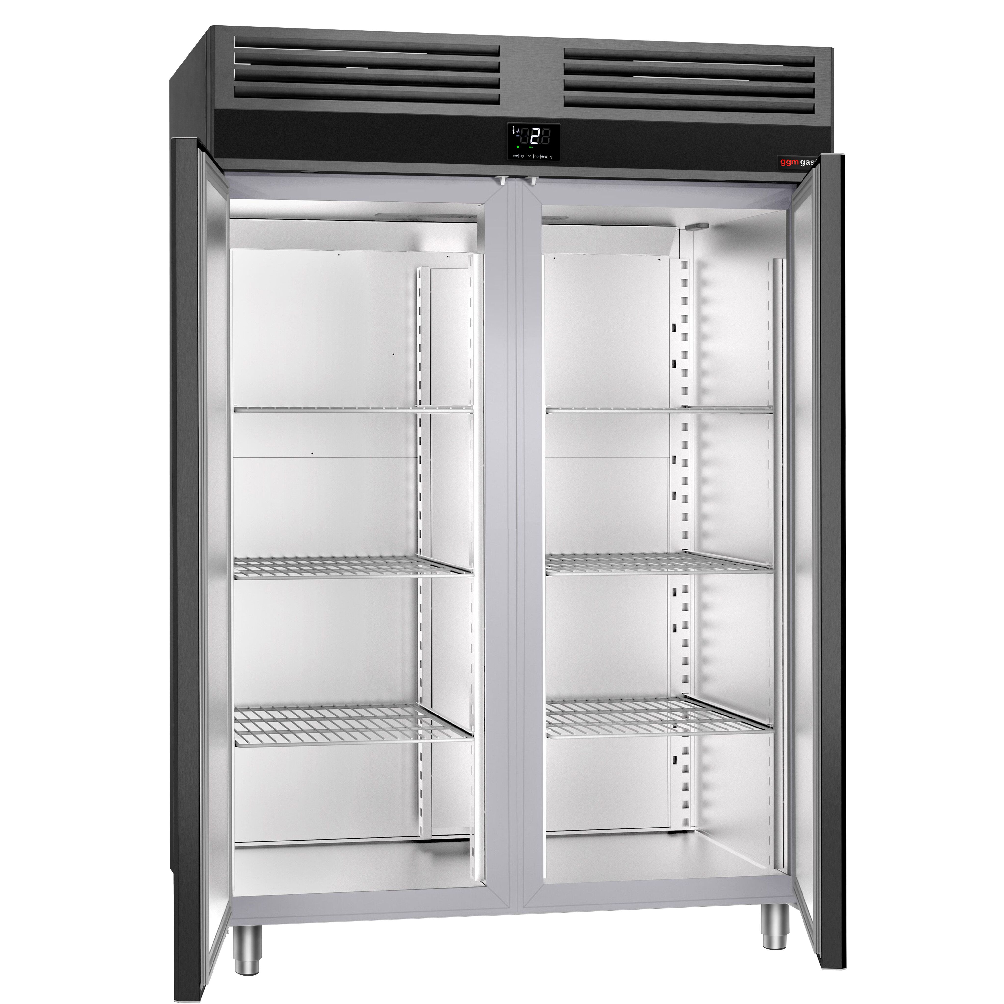 Armoire réfrigérée positive Inox AISI 304 PREMIUM - GN 2/1 - 1400 L - avec 2 portes - Anthracite
