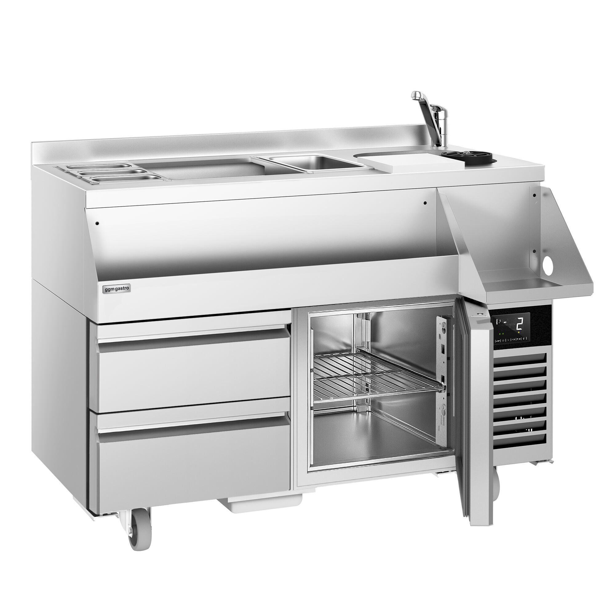 Επαγγελματικό Ψυχόμενο Bar Station για κοκτέιλ - 1200 mm - 150 l - 1 πόρτα, 2 συρτάρια & πρίζα 230 V