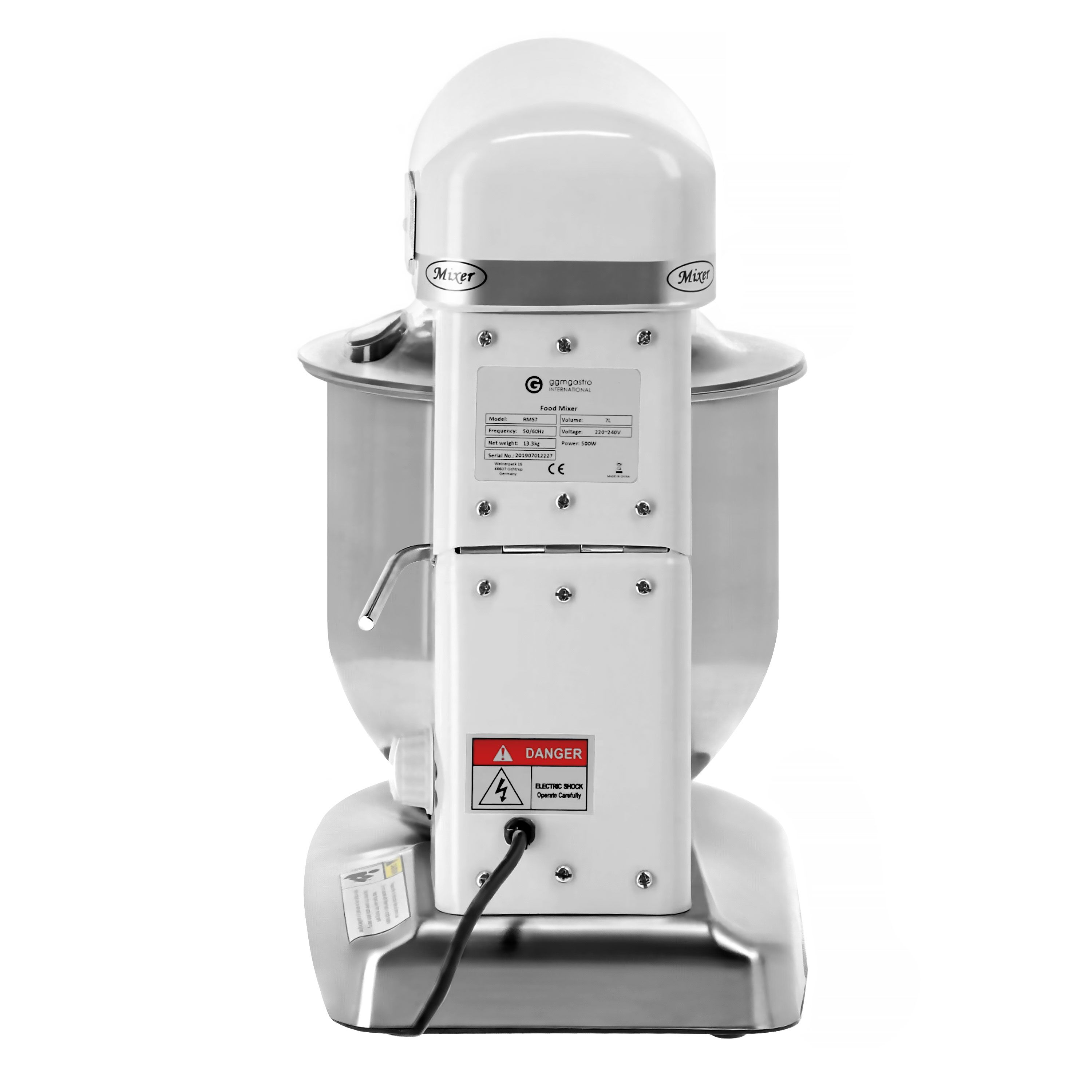 Batteur-mélangeur planétaire professionnel - 7L - 500W - incl. 3 outils