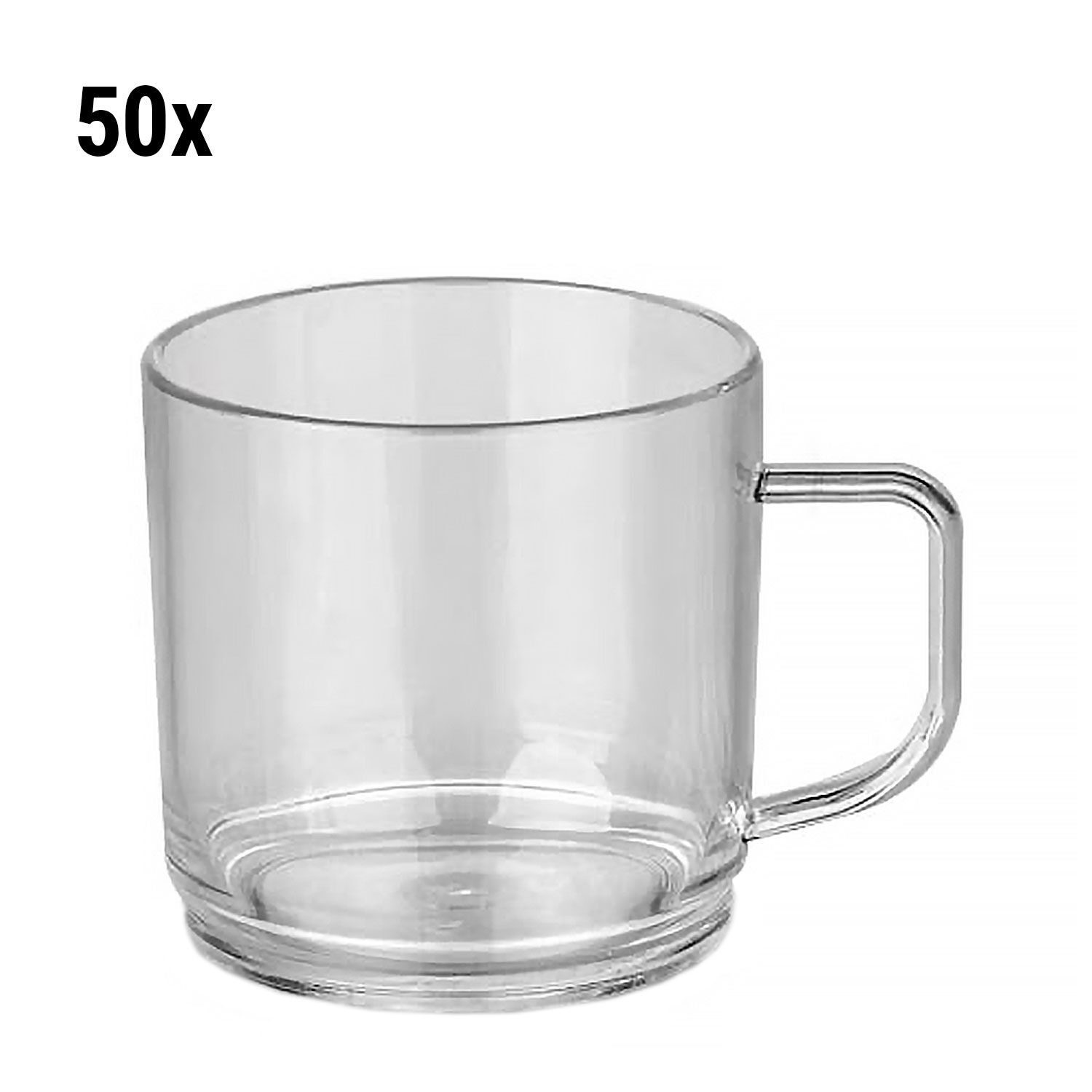 (50 pièces) Tasse en Polycarbonate - Transparente - 200 ml - Incassable