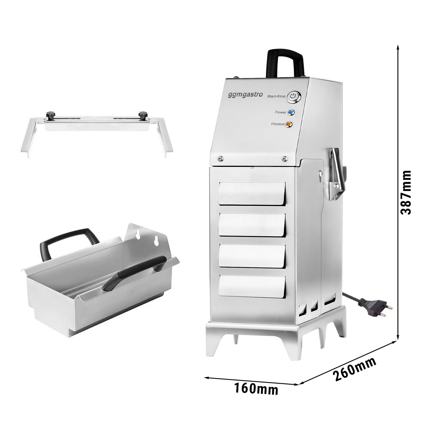 Portable Frying Oil Filter - 160x260x387mm - 30L/min - Stainless Steel - for Fryers up to 12L