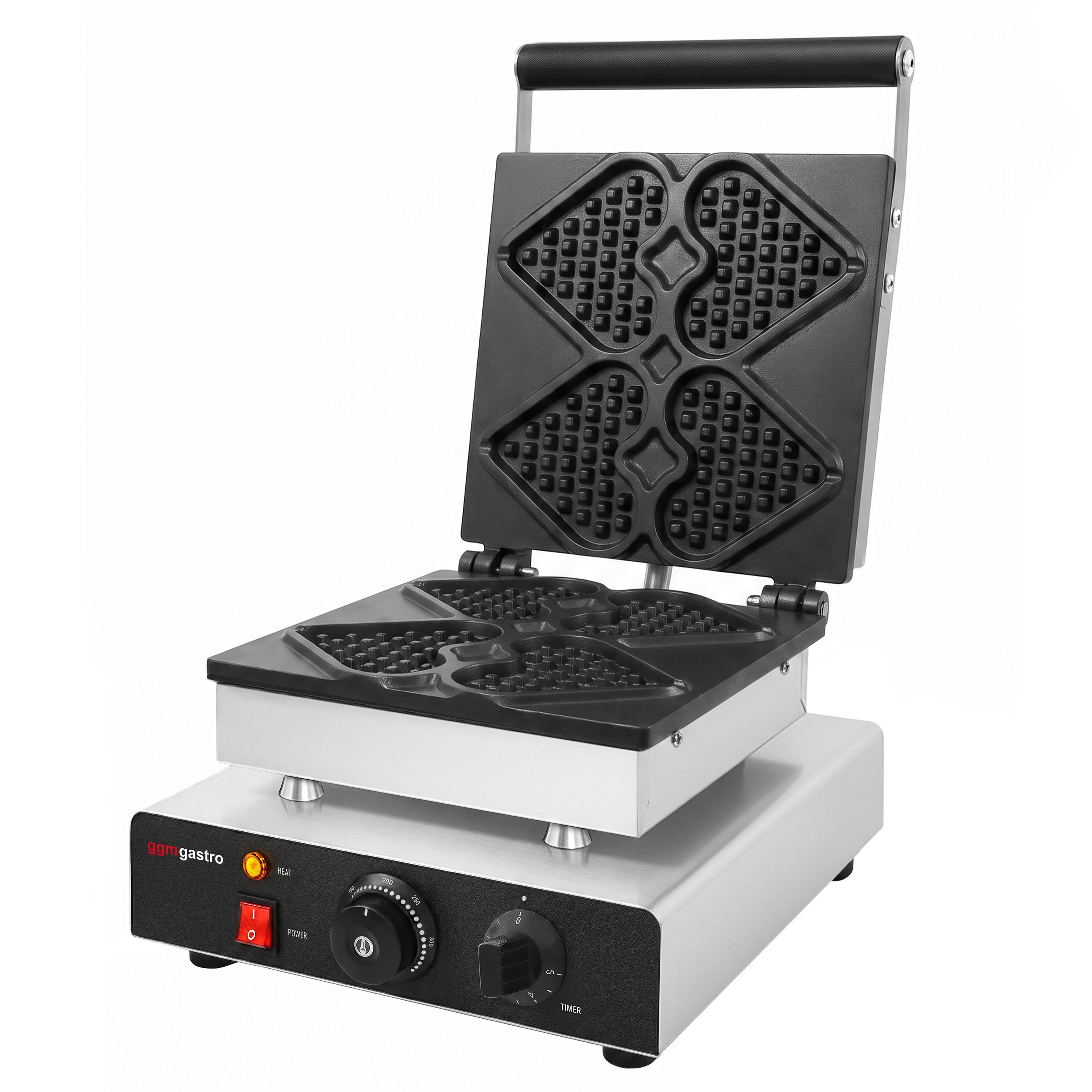 Waffle iron - Single - Manual - 1,75 kW - Shape: Mini heart - Teflon-coated baking plates