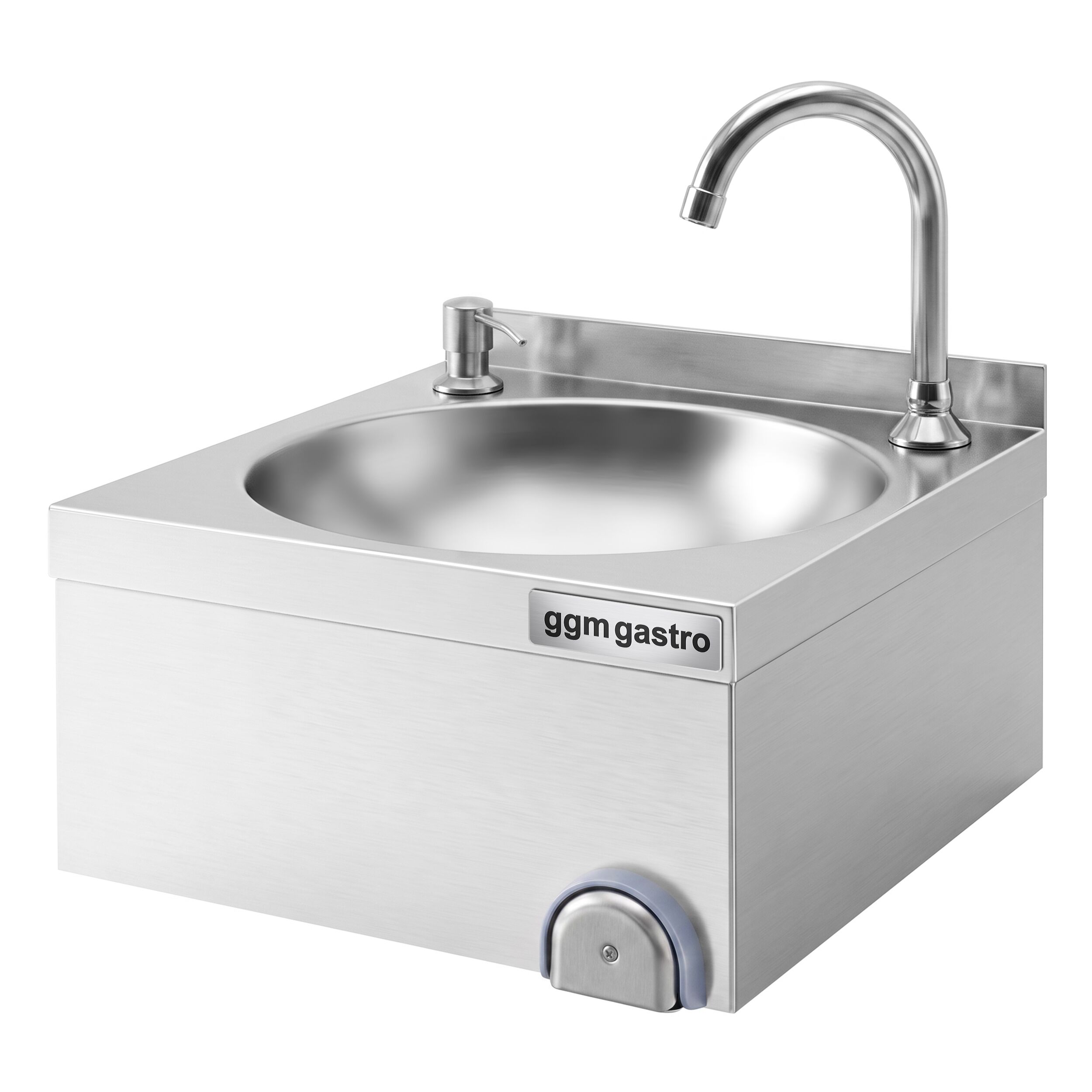 Hand washbasin – with tap, soap dispenser, knee-operated control and rim