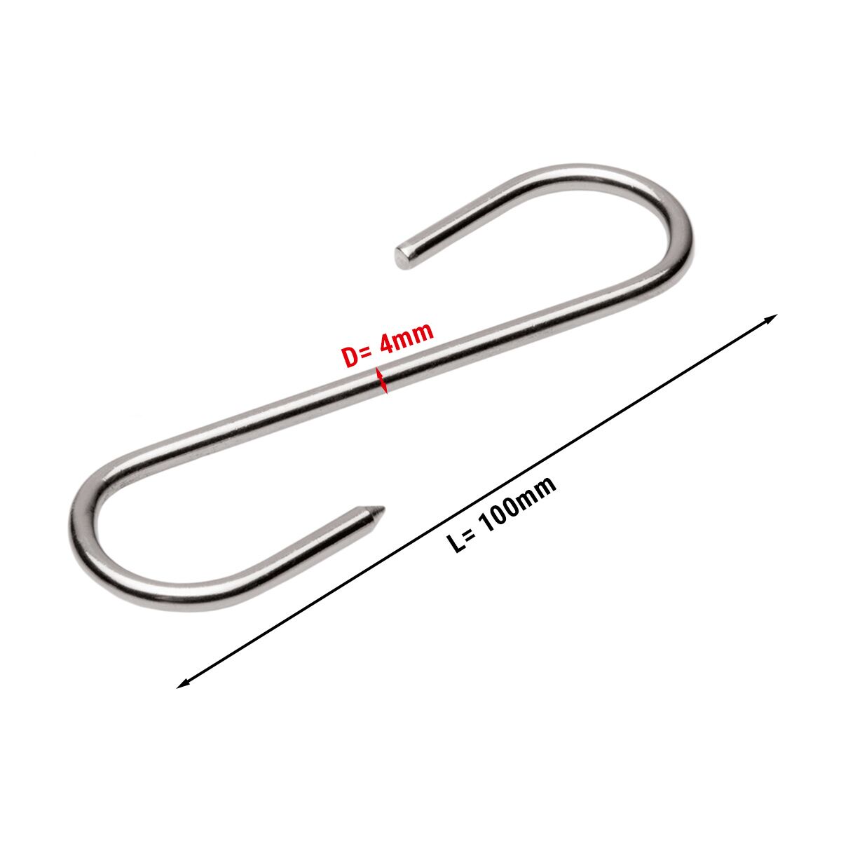 Stainless Steel Meat Hook for Dry-Age Cabinet – 100 mm Length - Ø4 mm