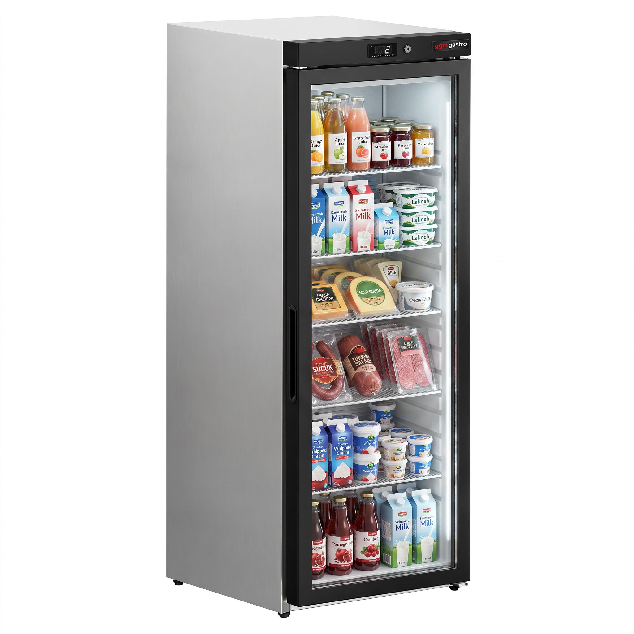 PREMIUM stainless steel storage fridge - 400 litres - with 1 glass door