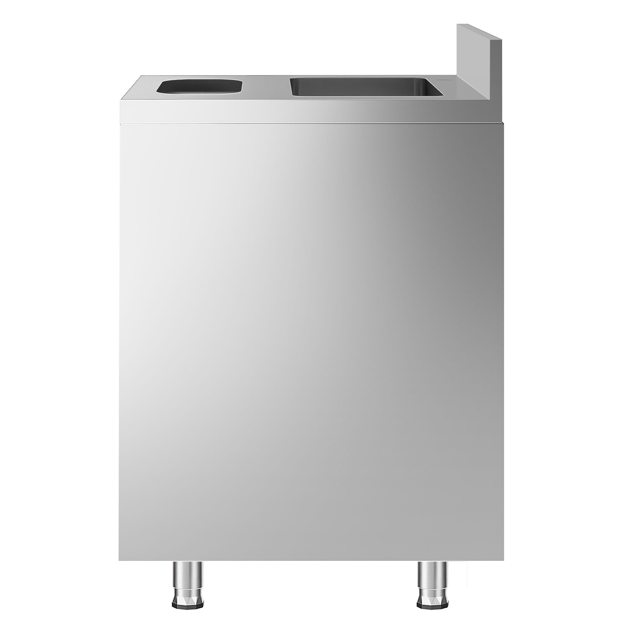 Fregadero industrial con mueble de acero inoxidable - 400x600mm - con papelera y 1 seno