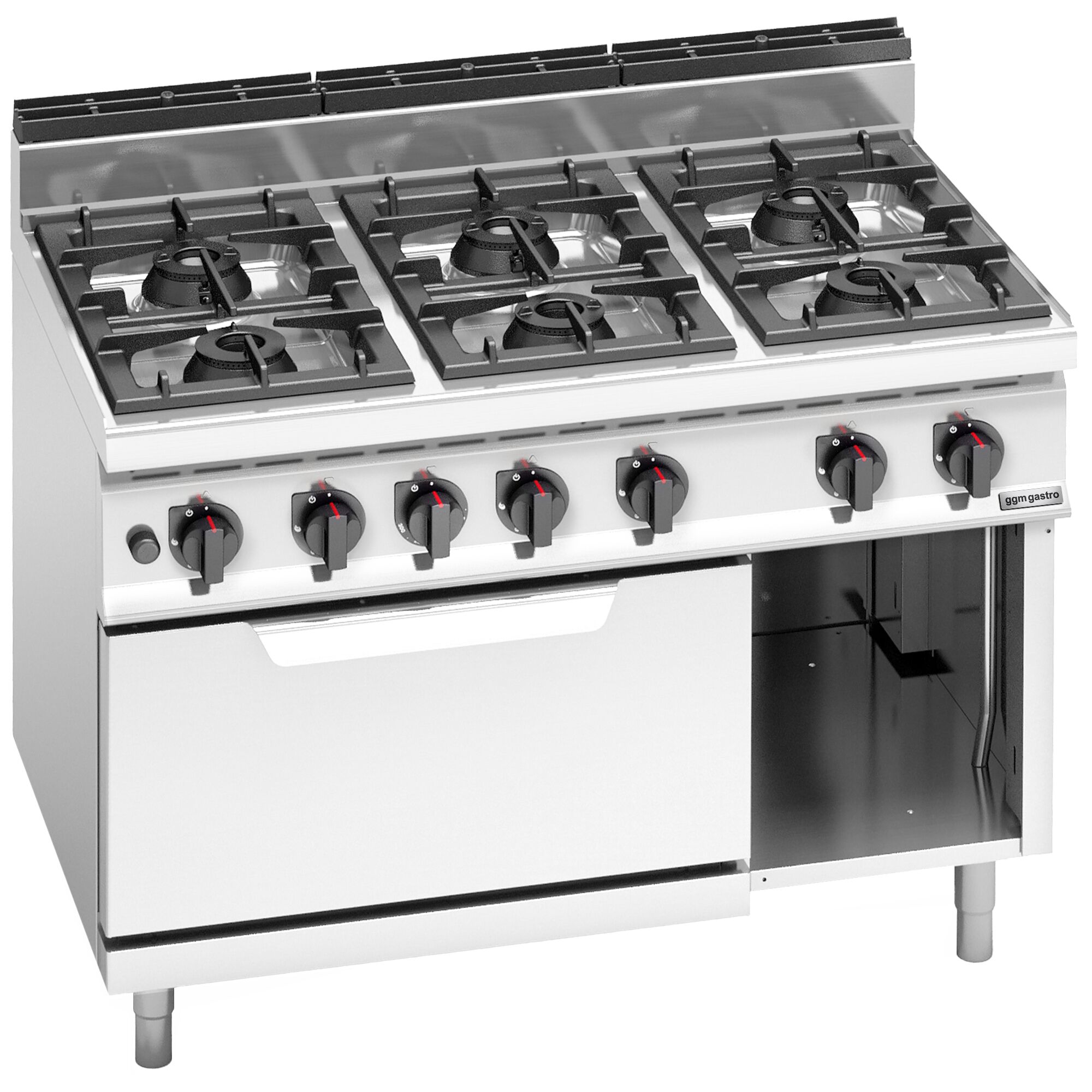 Fourneau à gaz – 42 kW – 6 brûleurs – avec four à gaz statique – 7,8 kW
