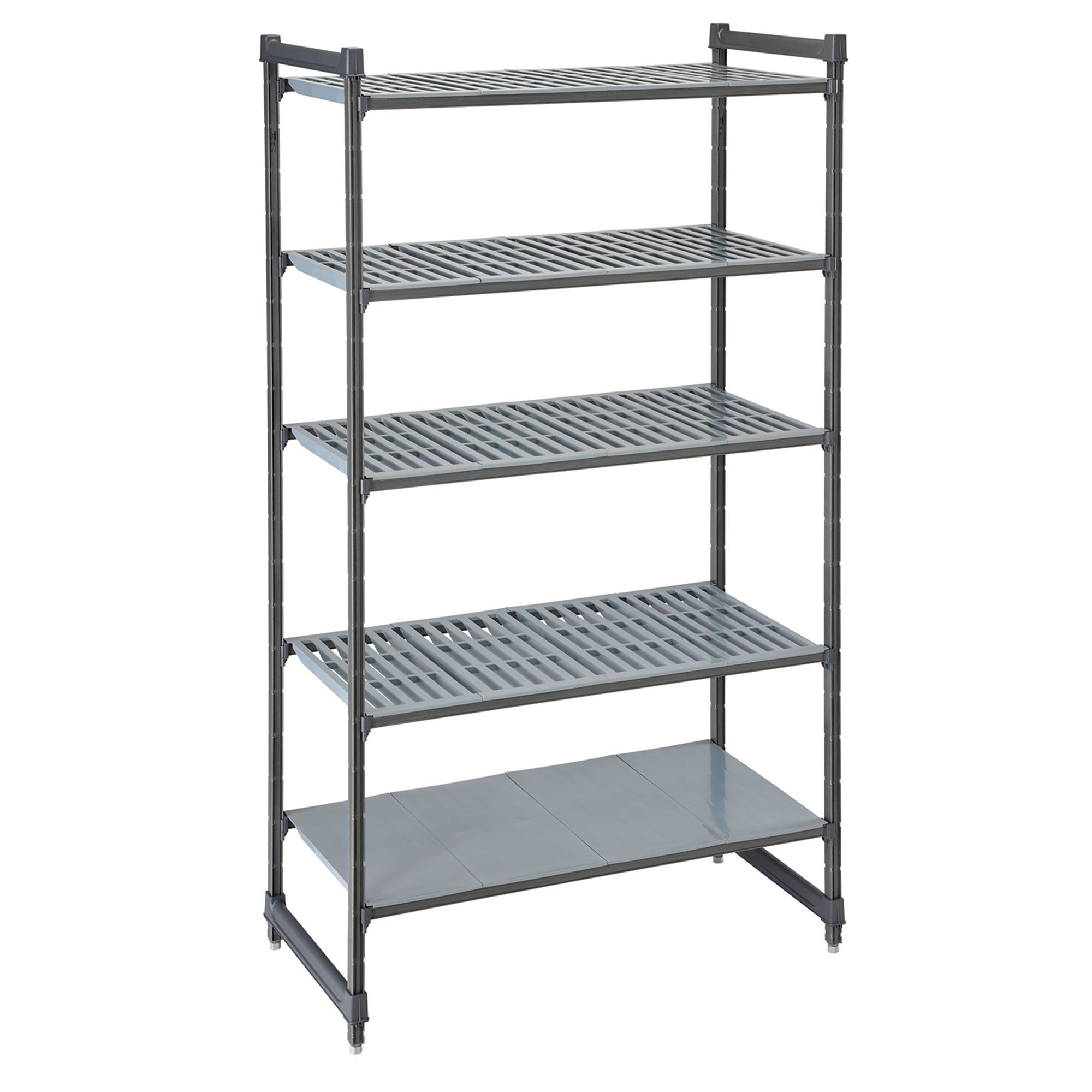 CAMBRO | Camshelving® - Basics Plus - Étagère de base - 765 mm - avec 4 clayettes ajourées et 1 clayette pleine
