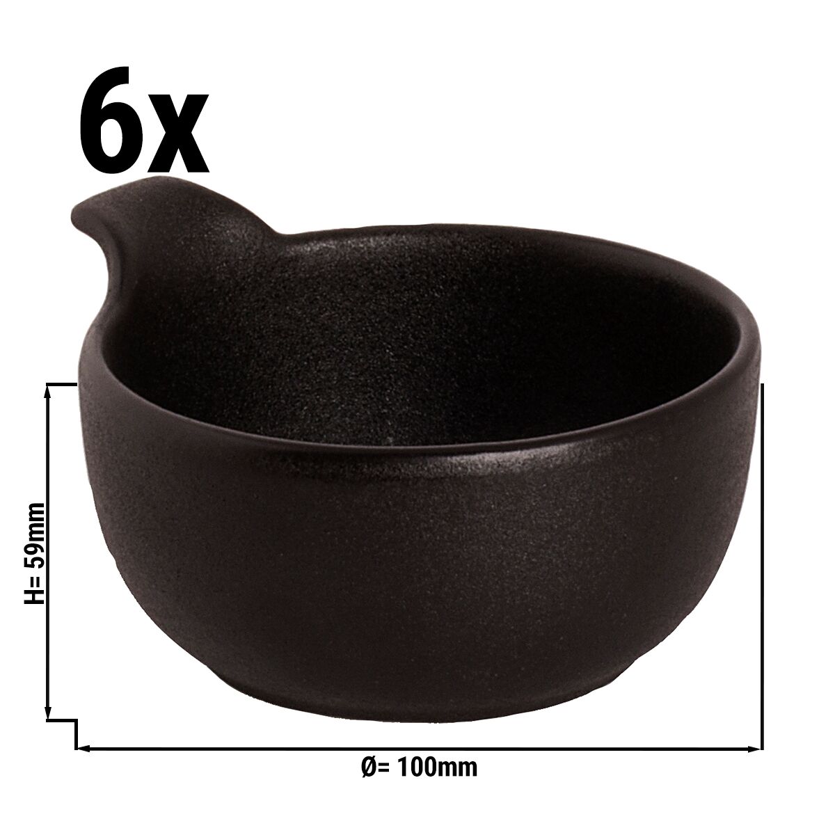 (6 Stück) UNIVERSE - Schale Maastricht - mit Henkel - 24 cl - Ø 100mm - Schwarz